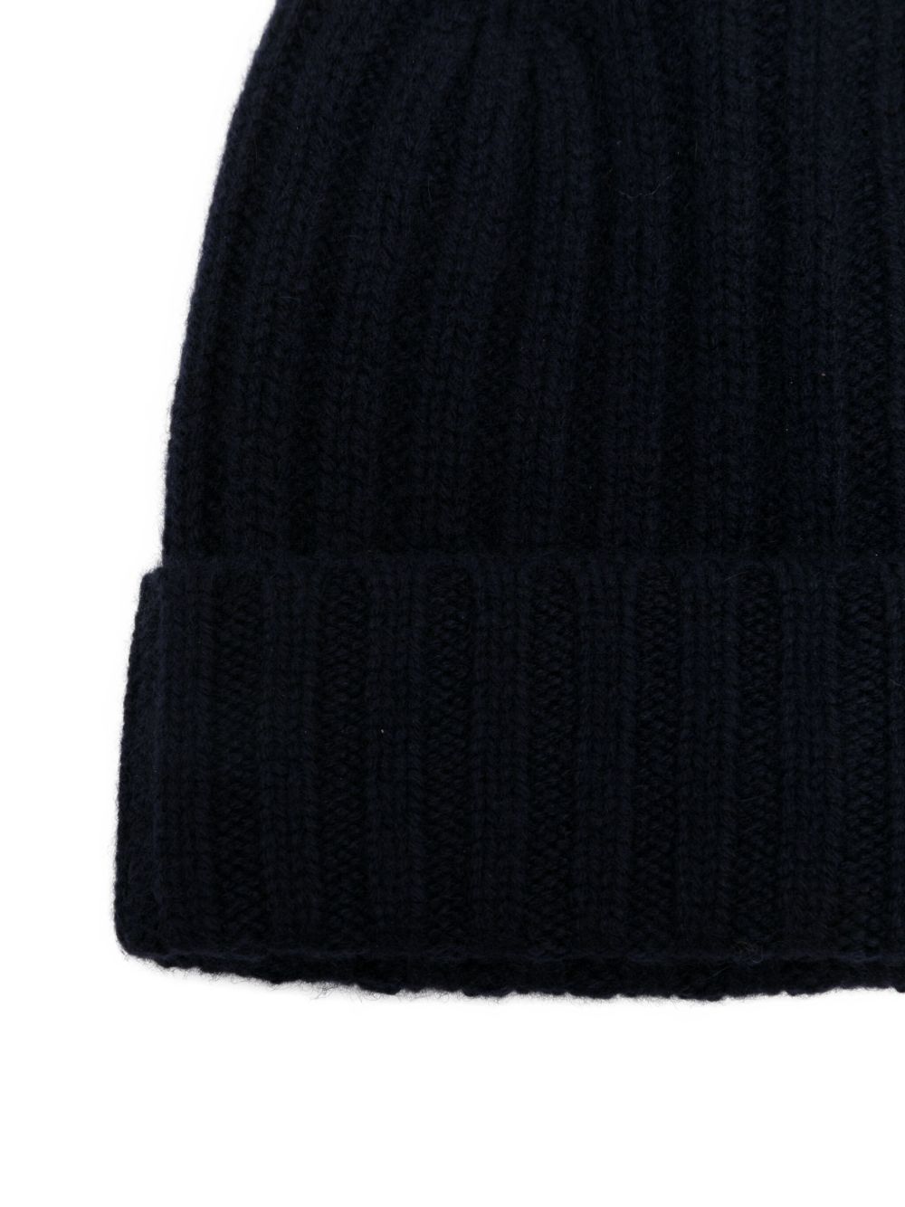 BEYOU Cashmere Ribbed Knit Beanie with Turn-Up Brim