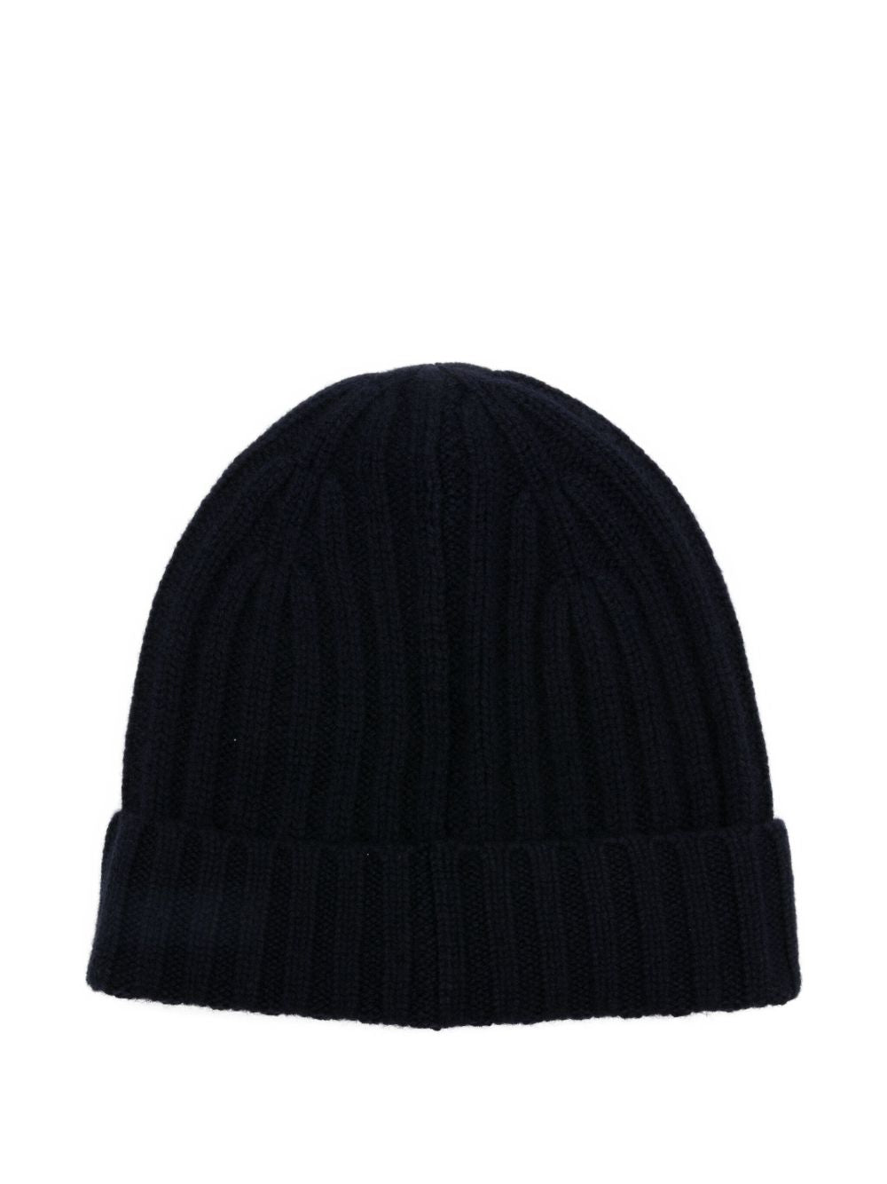 BEYOU Cashmere Ribbed Knit Beanie with Turn-Up Brim