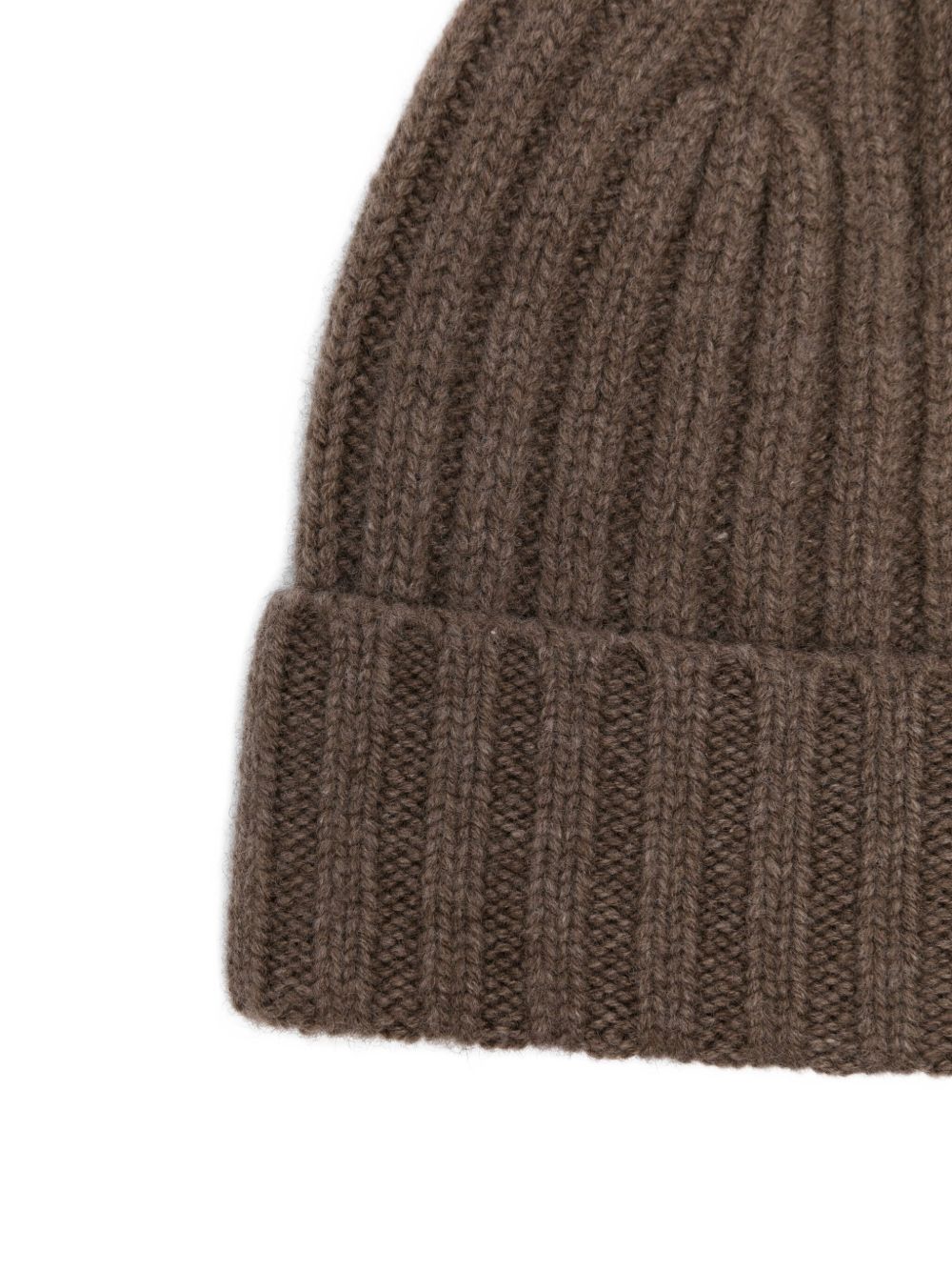 BEYOU Cashmere Ribbed Knit Beanie with Turn-Up Brim