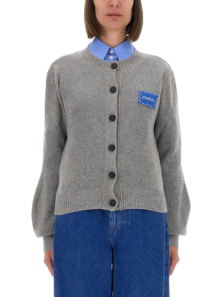MARNI Cashmere Cardigan with Logo - Size 40 IT