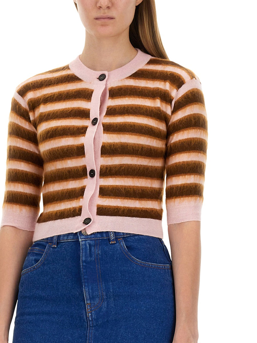 MARNI Cropped Stripe Pattern Women’s Cardigan