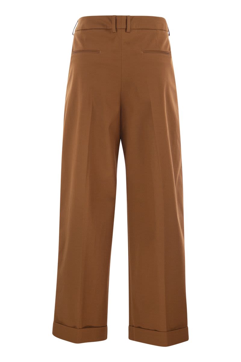 PT TORINO Cropped Wide Leg Stretch Cotton Gabardine Pants