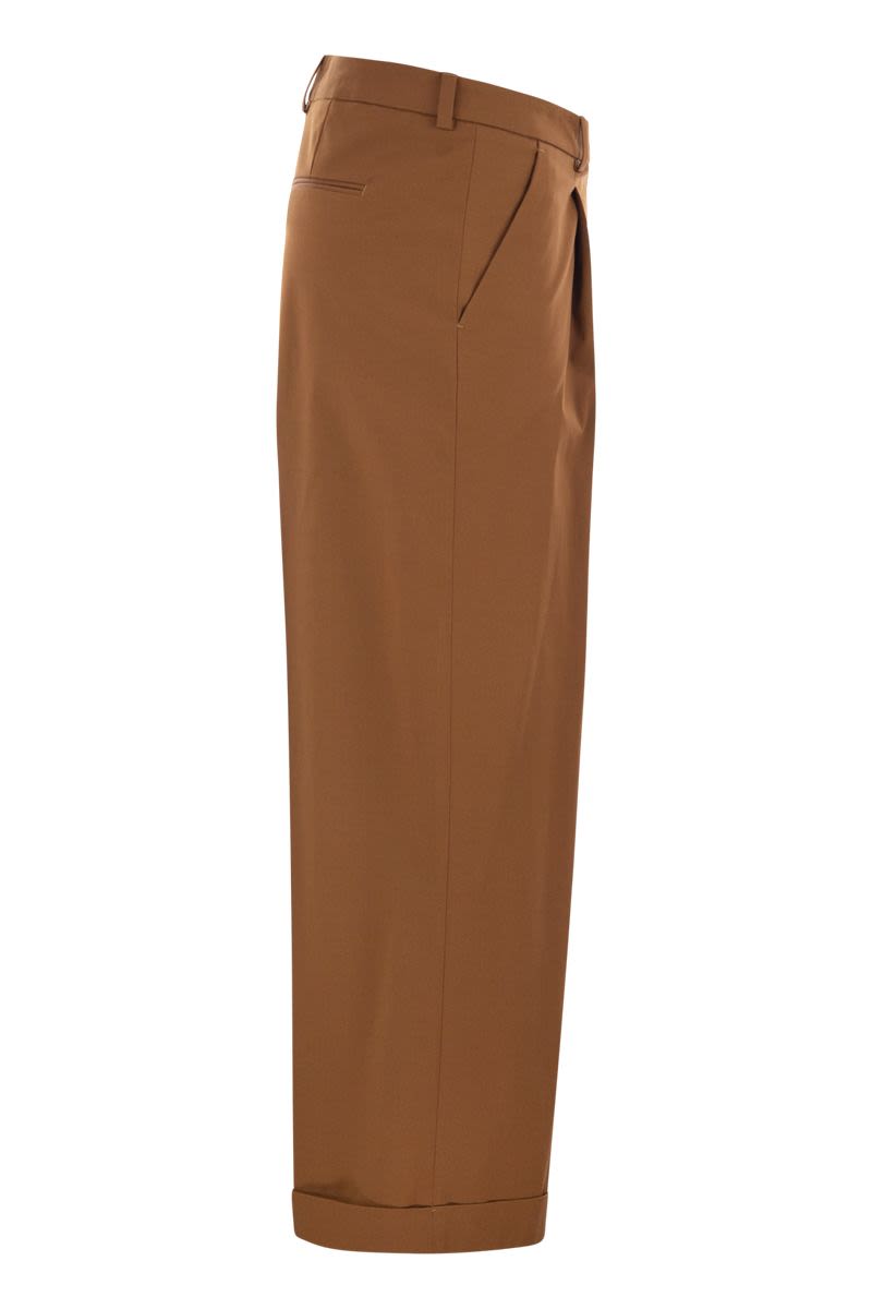 PT TORINO Cropped Wide Leg Stretch Cotton Gabardine Pants