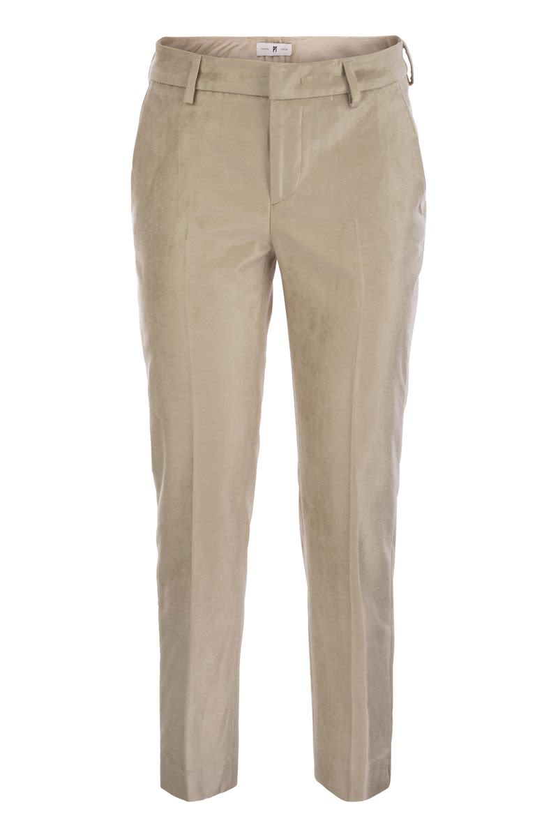 PT01 Velvet Trousers with Slim Fit and Side Slits