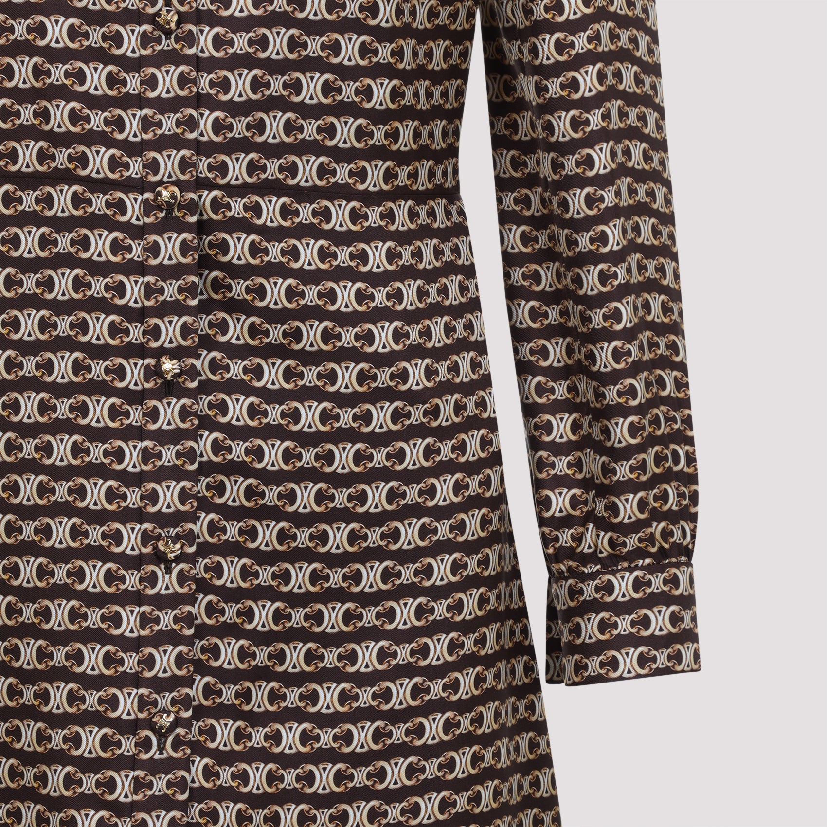 CELINE Elegant Mini Dress with Lavalliere Scarf Collar