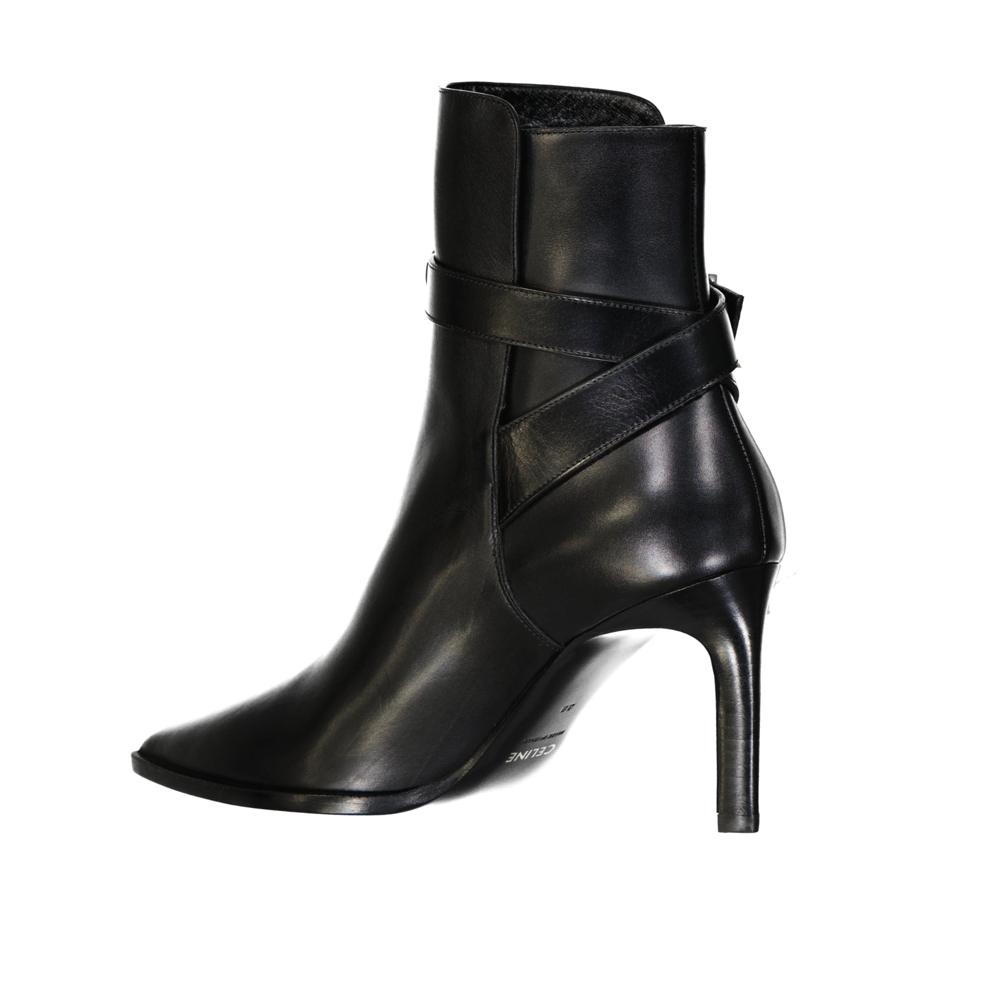CELINE Jodphur Leather Boots 8.5 cm Heel