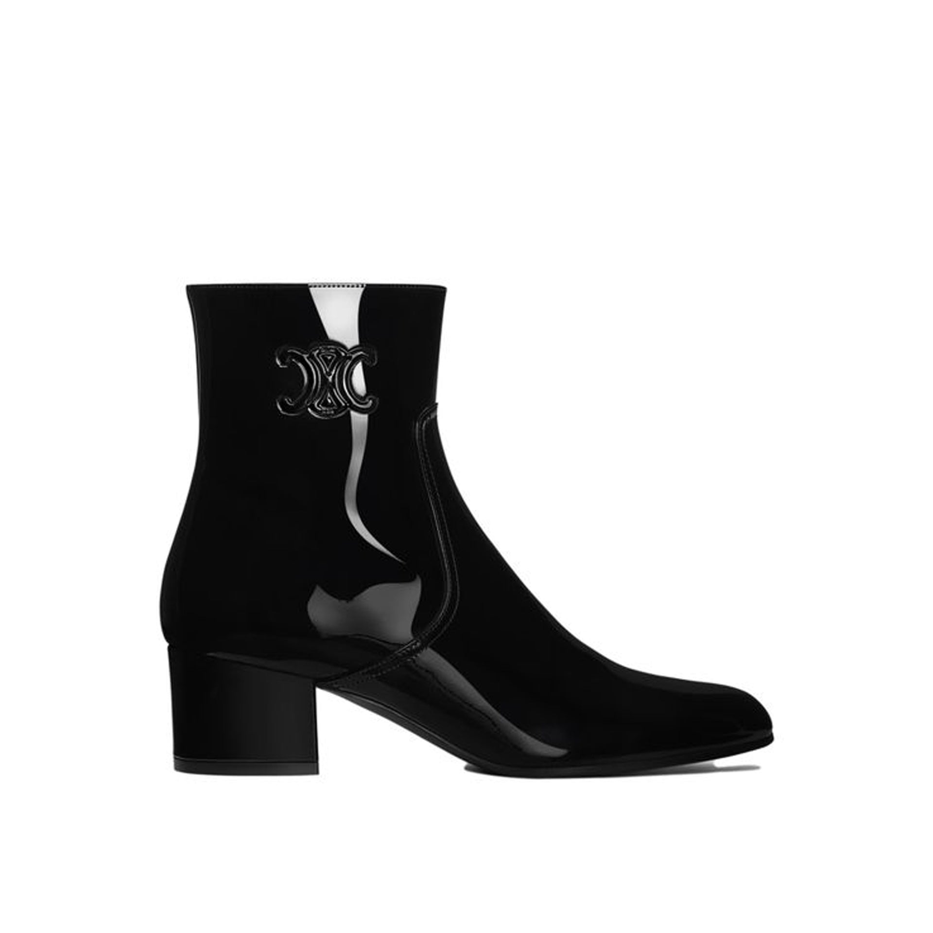 CELINE Triomphe Zipped Leather Boots - Chic Ankle Height