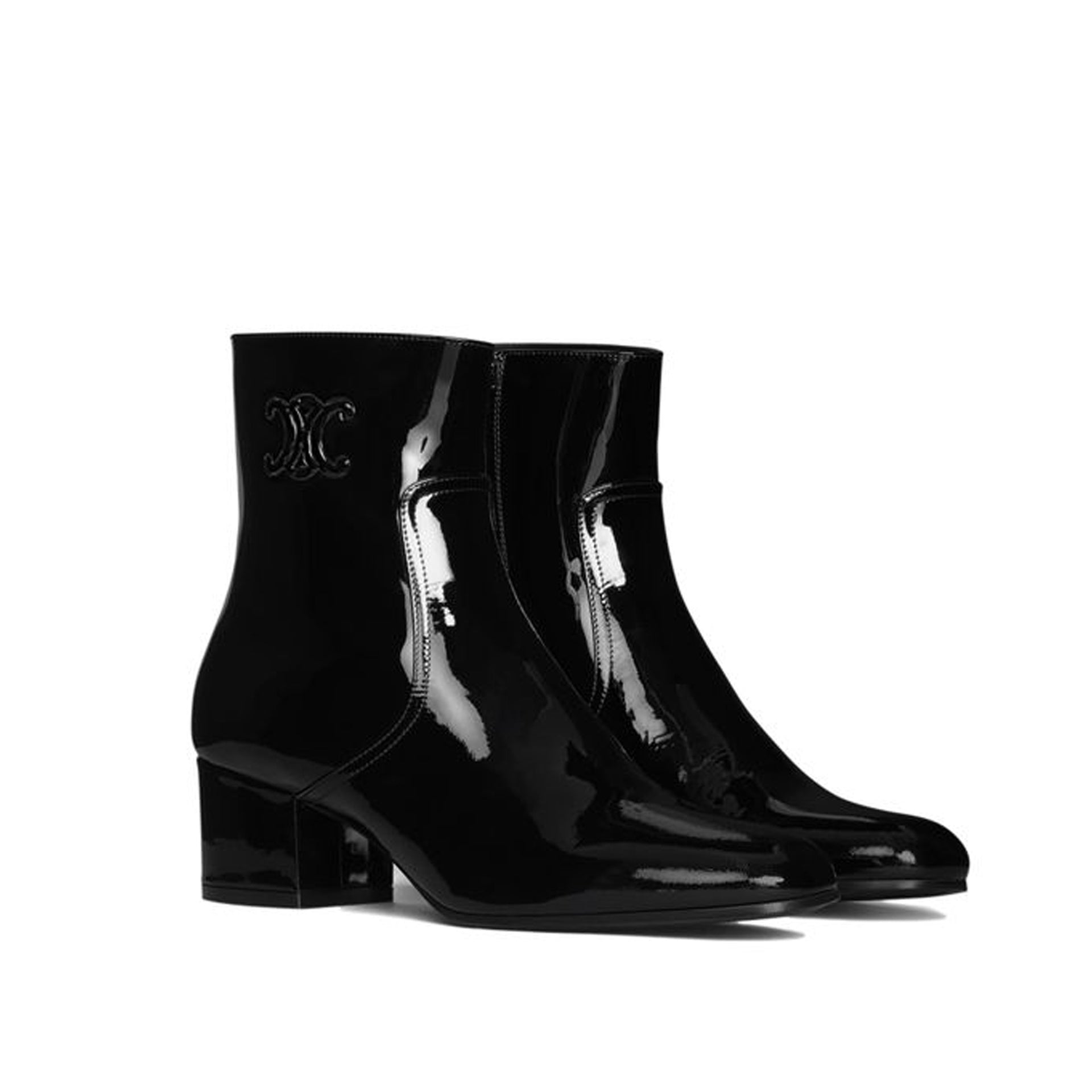 CELINE Triomphe Zipped Leather Boots - Chic Ankle Height