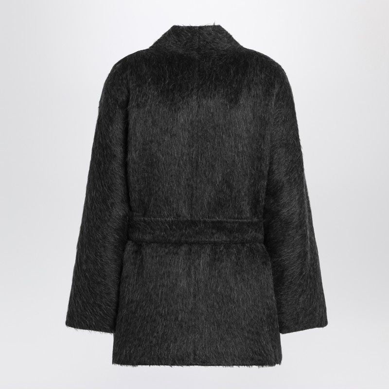 MAX MARA STUDIO Wool and Alpaca Cardigan Jacket with Belt and Funnel Neck for Women
