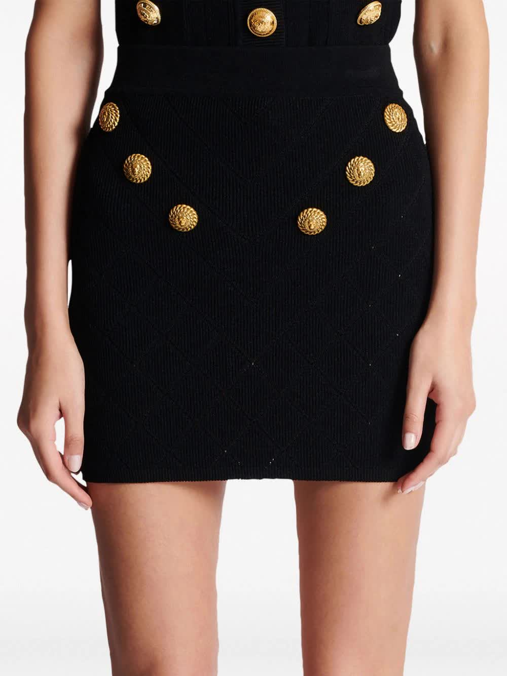 BALMAIN Women's 6-Button Knit Mini Skirt