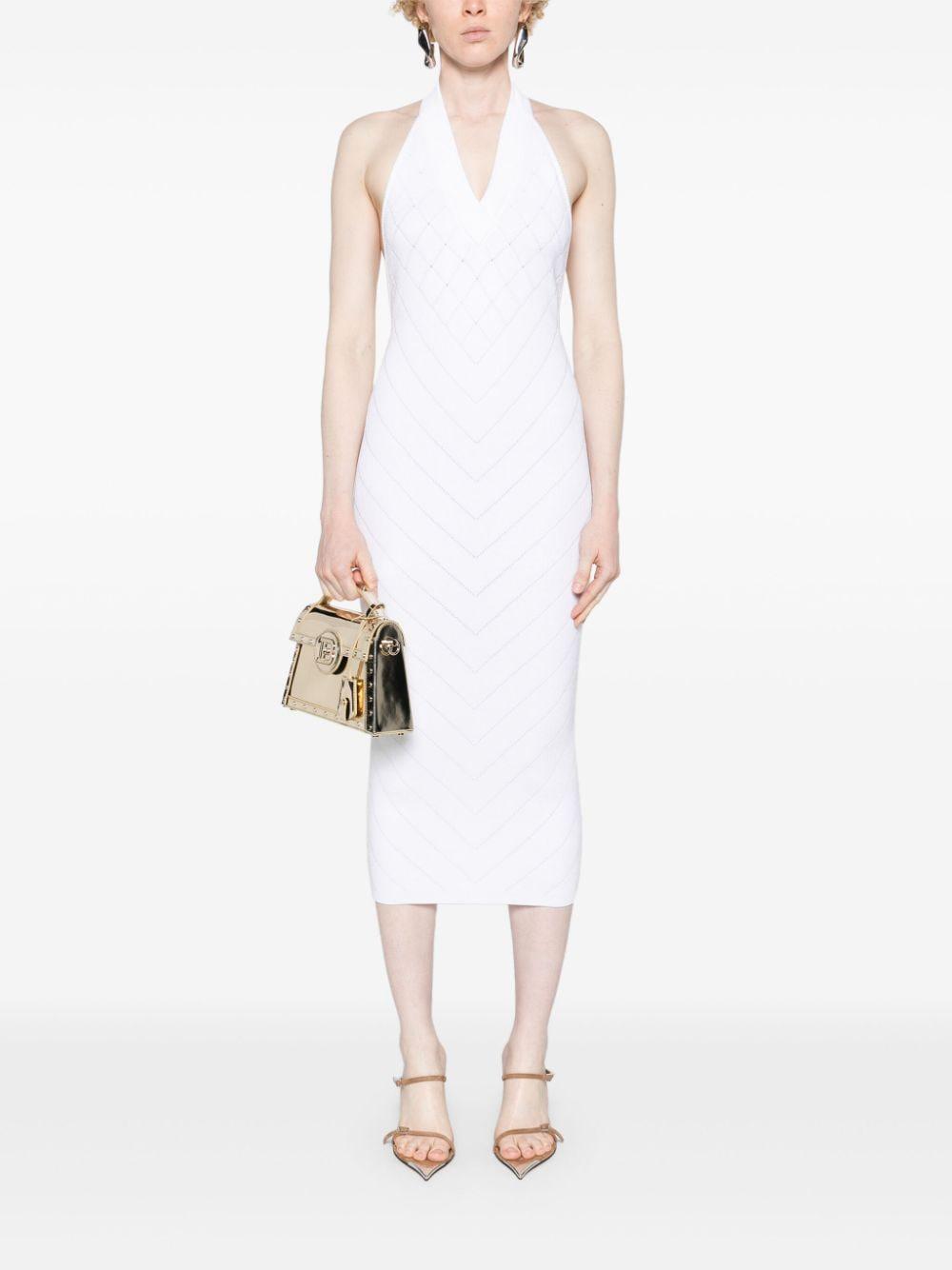 BALMAIN Ribbed-Knit Halterneck Midi Dress - Women's Spring/Summer 2025
