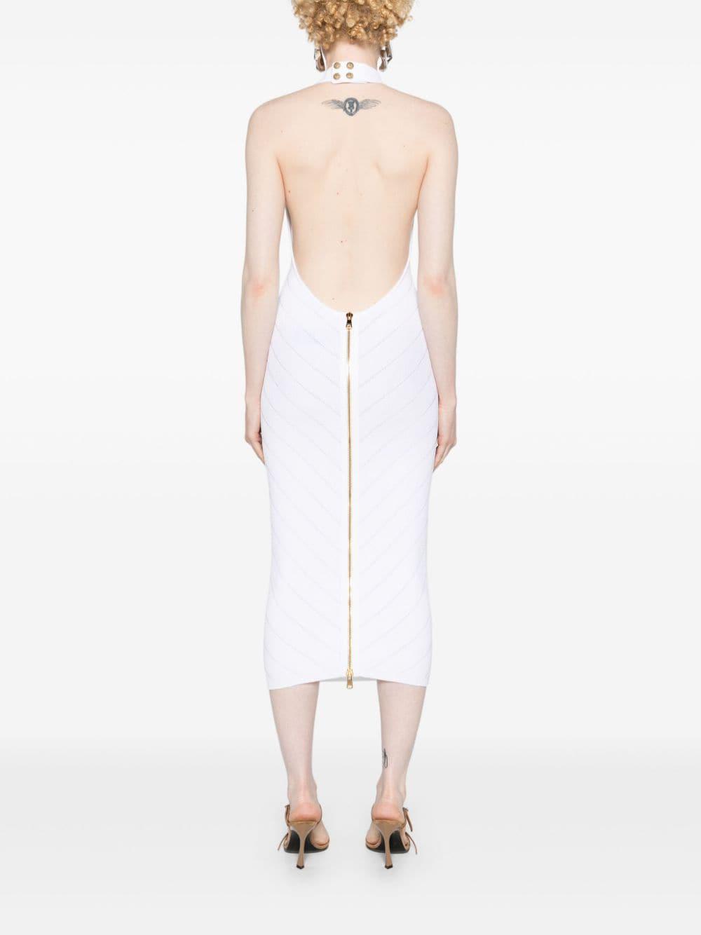 BALMAIN Ribbed-Knit Halterneck Midi Dress - Women's Spring/Summer 2025