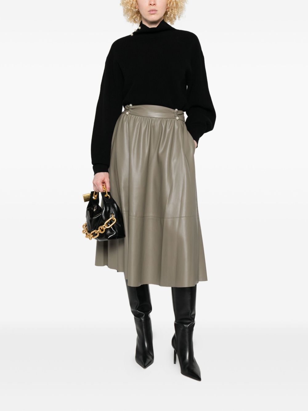 LIU JO High-Waisted Gathered Detail Mini Skirt