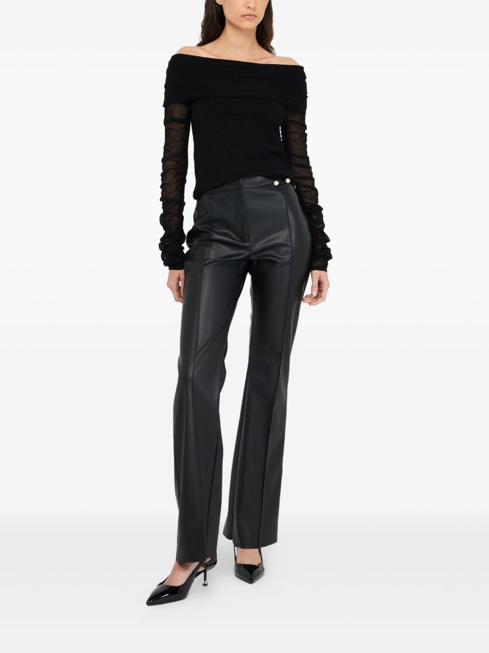 LIU JO Semi-Sheer Sleeves Straight Hem Top