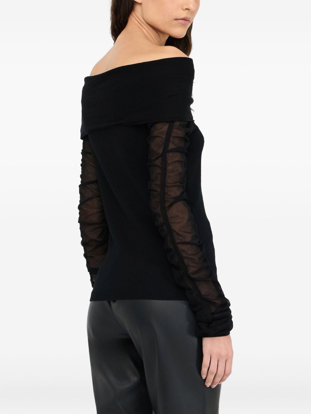 LIU JO Semi-Sheer Sleeves Straight Hem Top