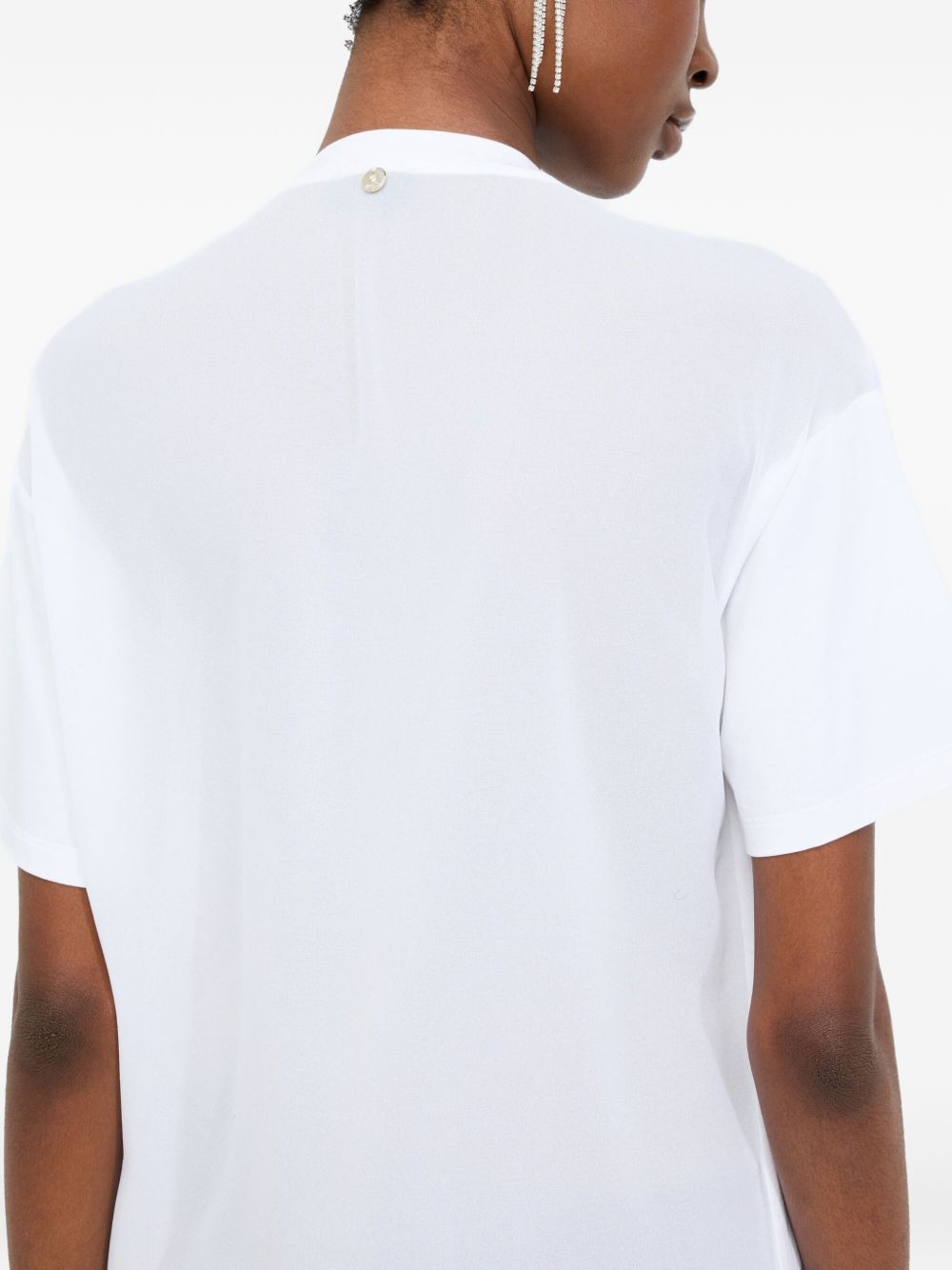 LIU JO Faux Pearl Rhinestone Top - Women's Crew Neck, Short Sleeves