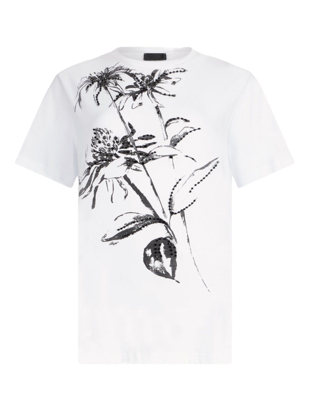 LIU JO Floral Rhinestone Crew-Neck Tee