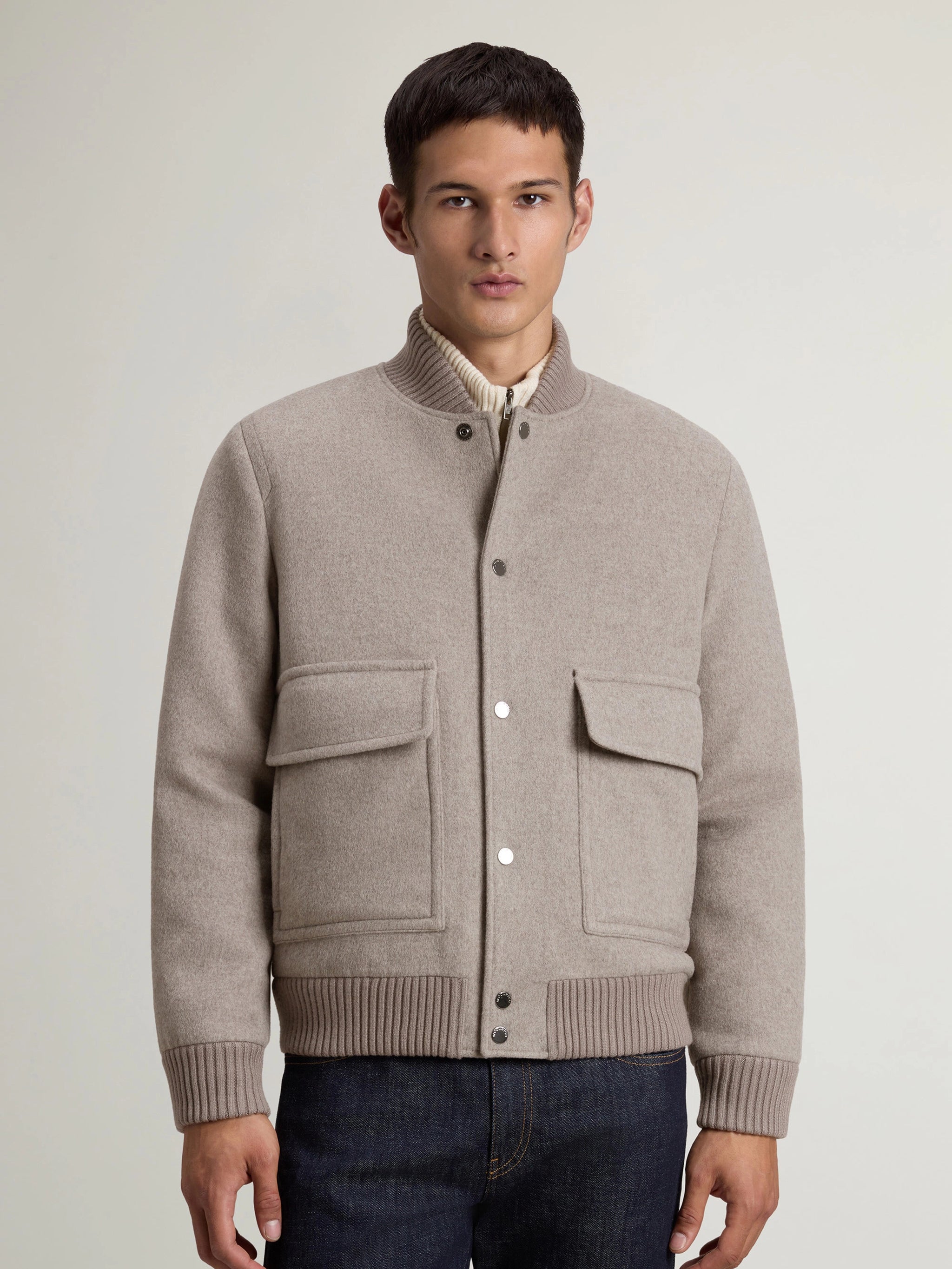 WOOLRICH Men's Wool Blend Miles Bomber Jacket - Size L