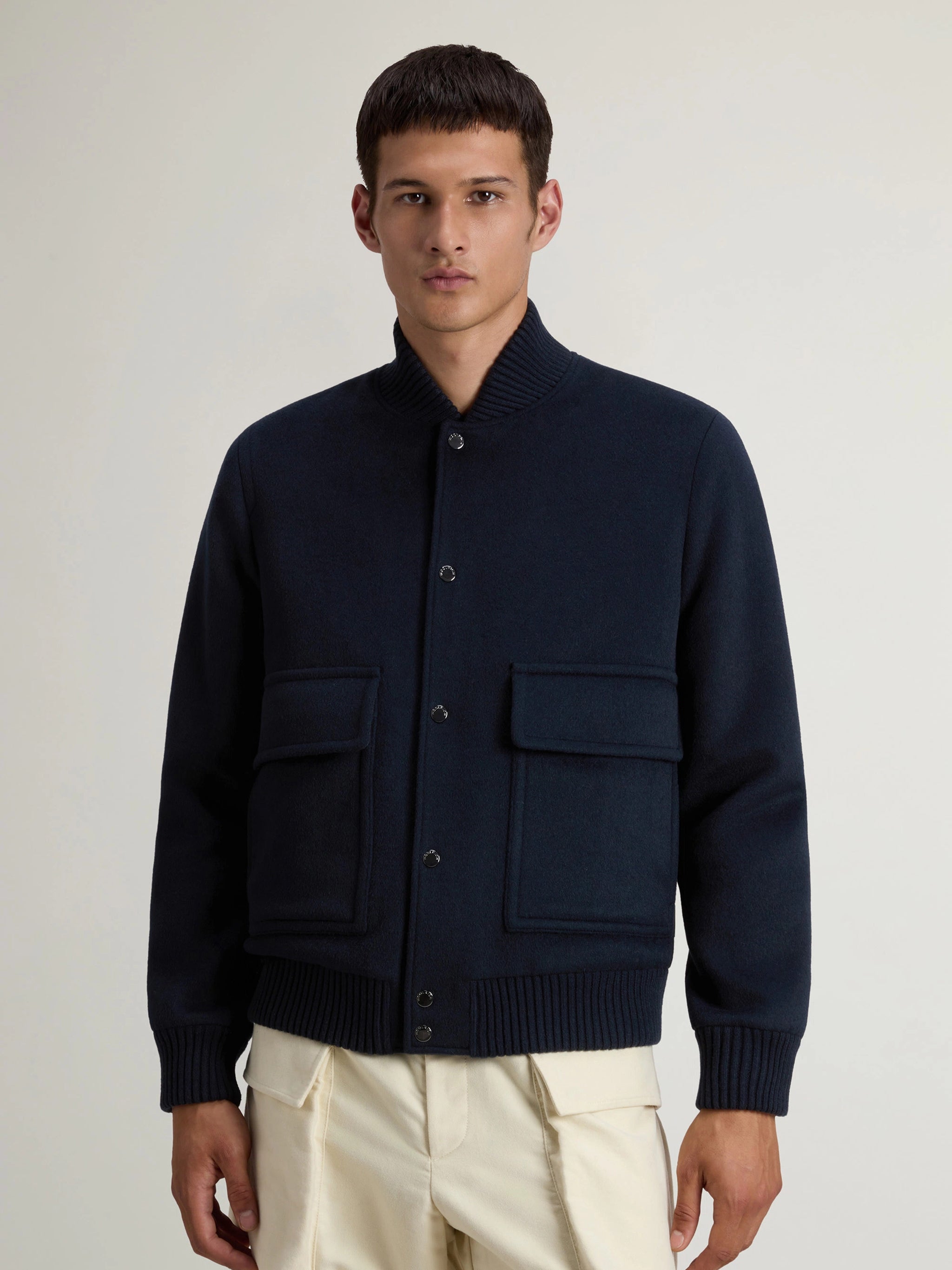 WOOLRICH Men's Wool Blend Miles Bomber Jacket - Size L