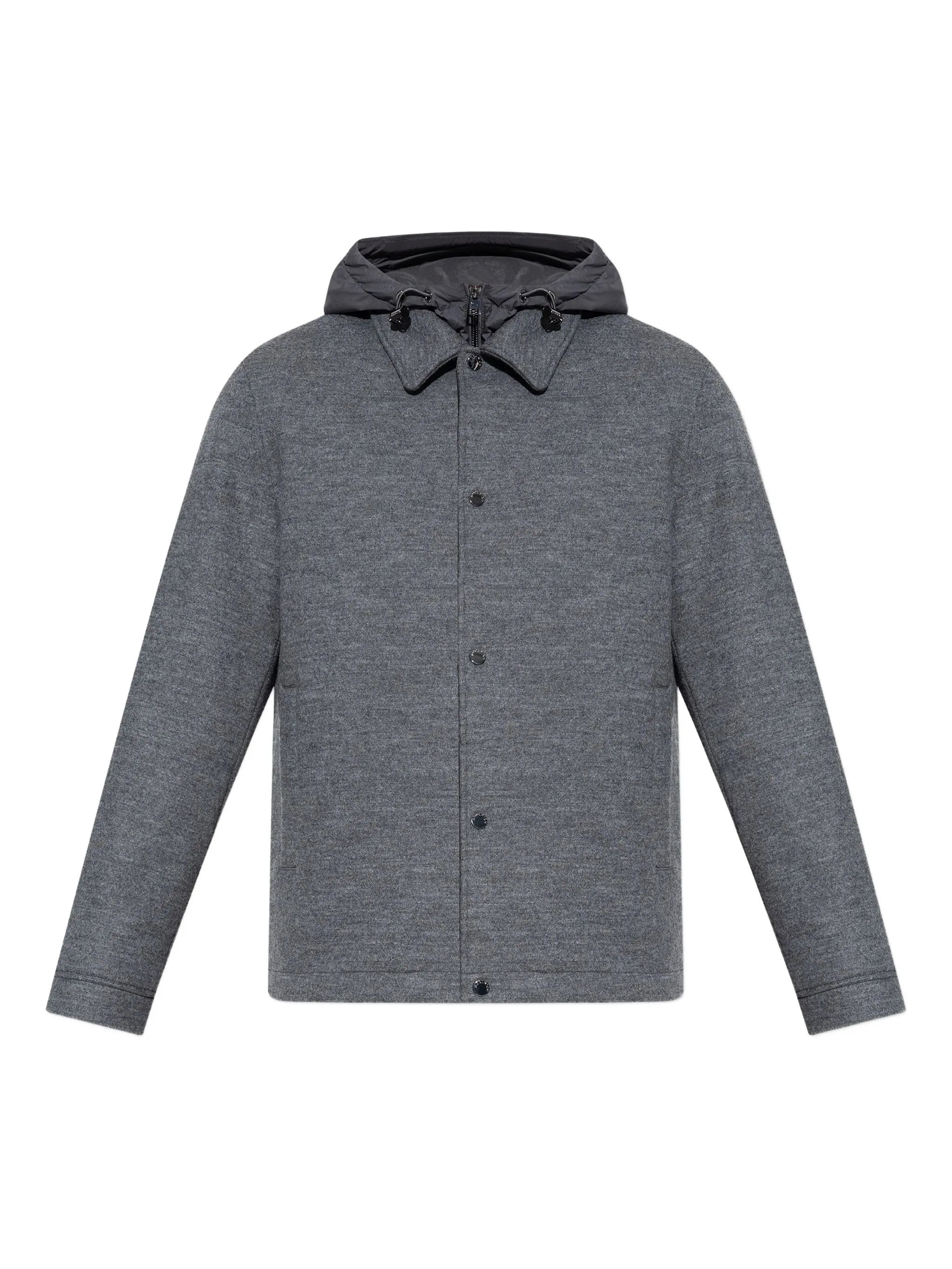 WOOLRICH Men's Wool Knit Jacket with Drawstring Hood