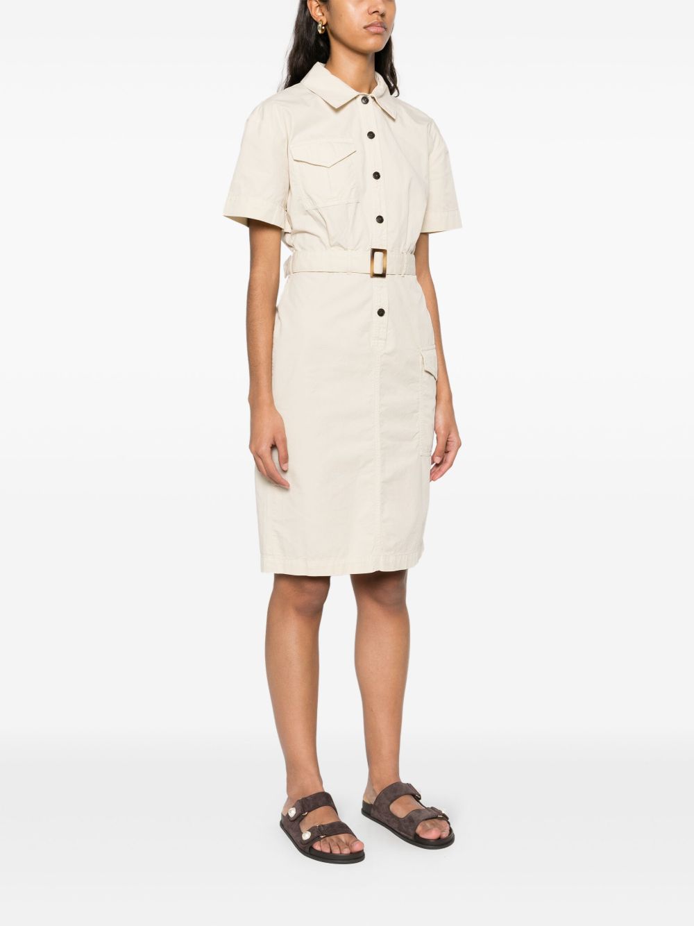 WOOLRICH Cotton Shirt Dress with Adjustable Waist Belt