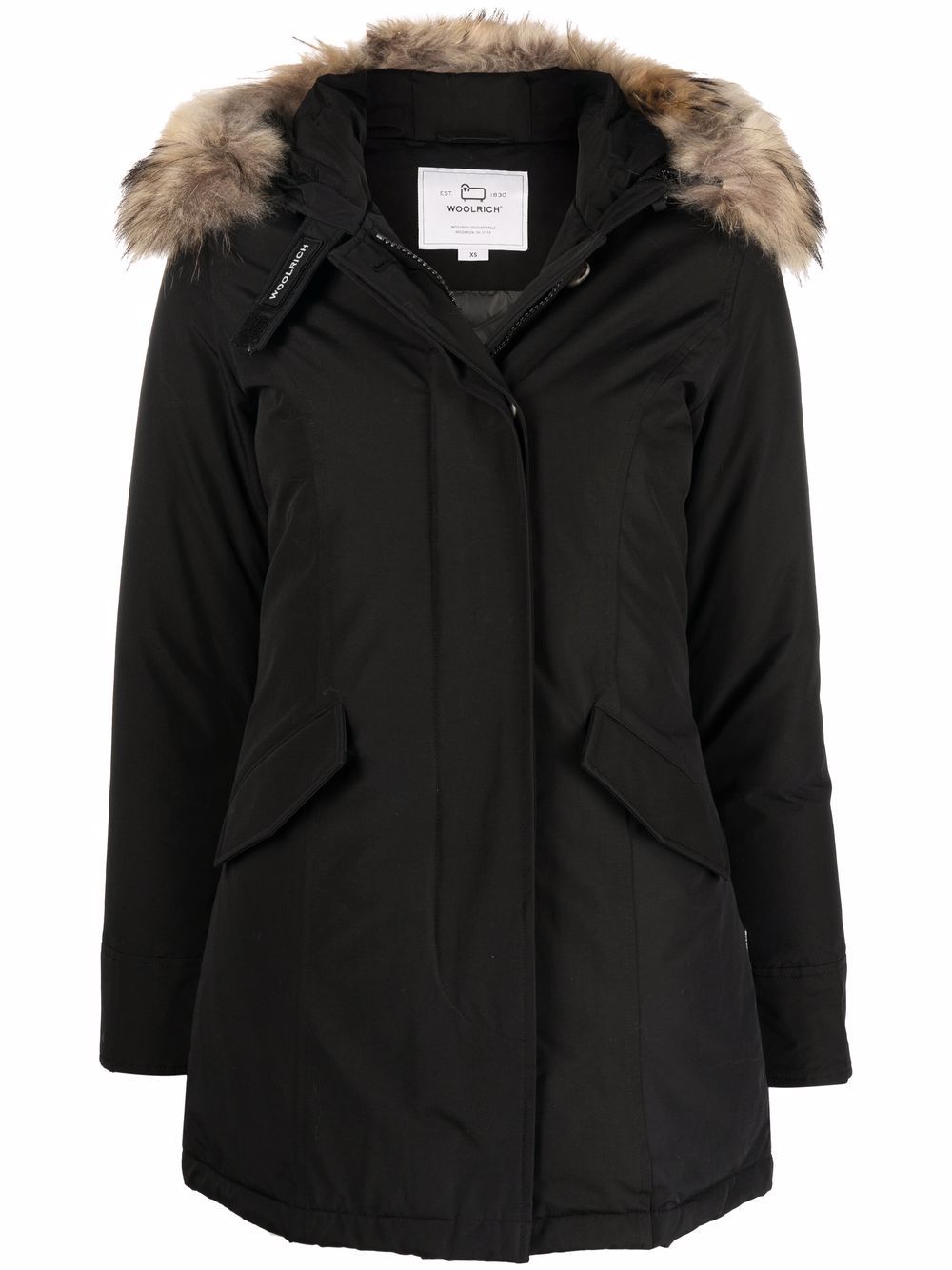 WOOLRICH Faux Fur-Trimmed Down Jacket with Concealed Fastening for Women
