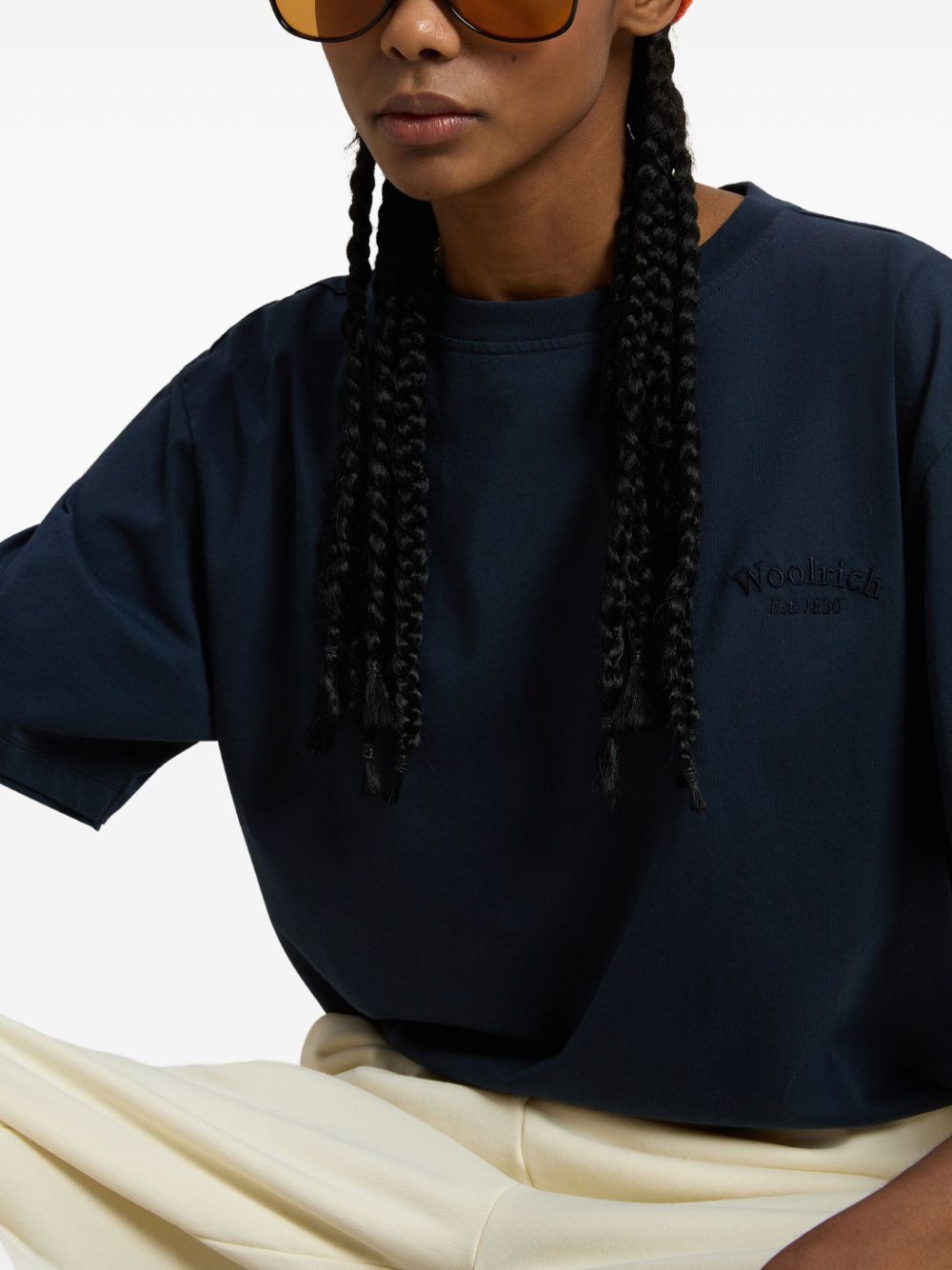 WOOLRICH Drop Shoulder Crew Neck Cotton T-Shirt for Women