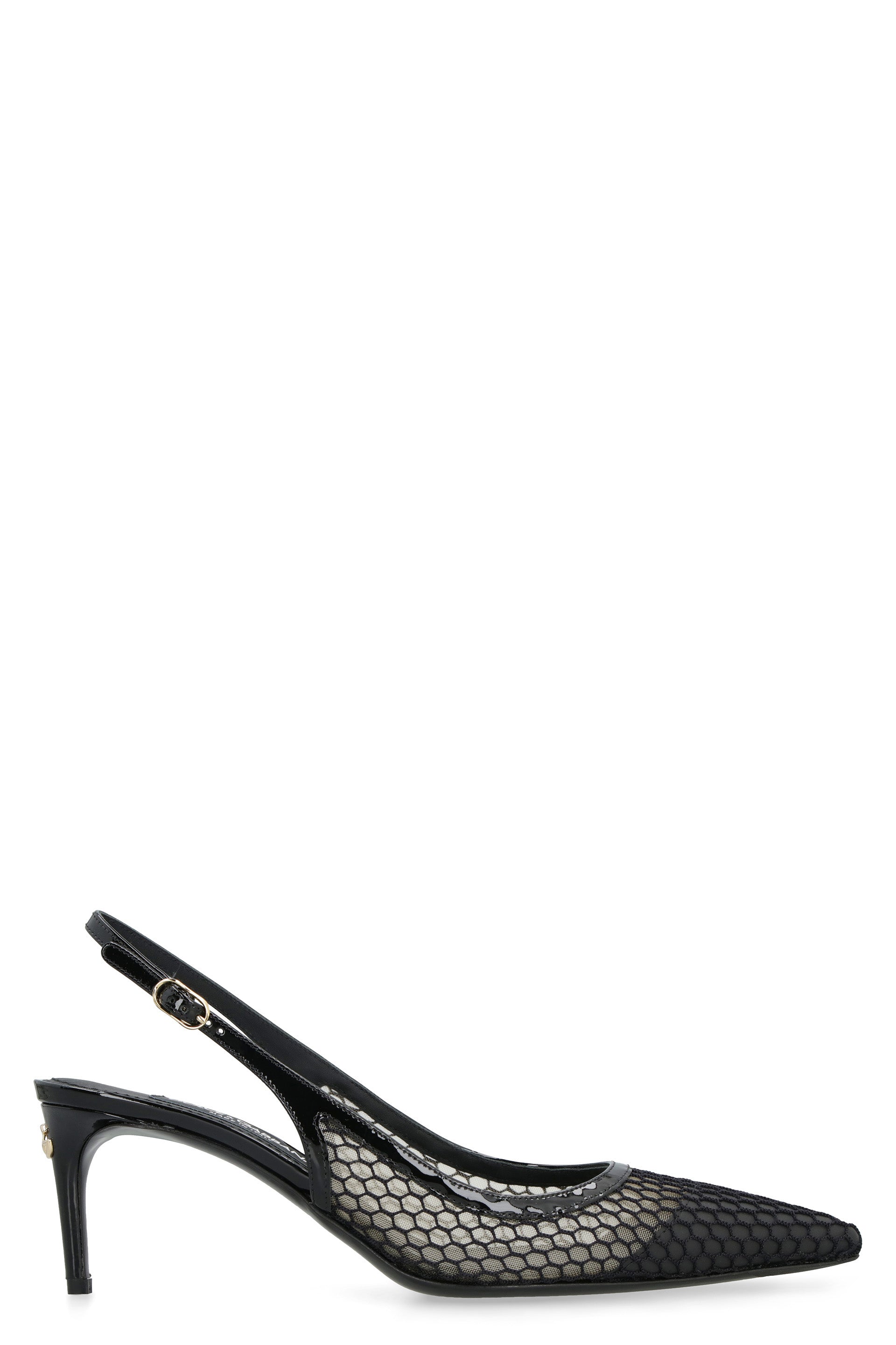 DOLCE & GABBANA Mesh and Patent Leather Slingback Pumps with 6cm Heel