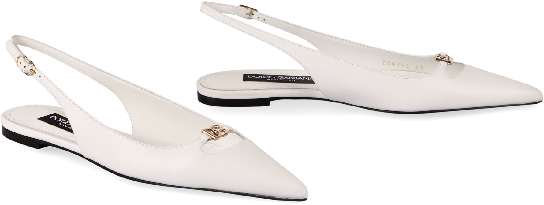 DOLCE & GABBANA Leather Slingback Pumps with Pointy Toe