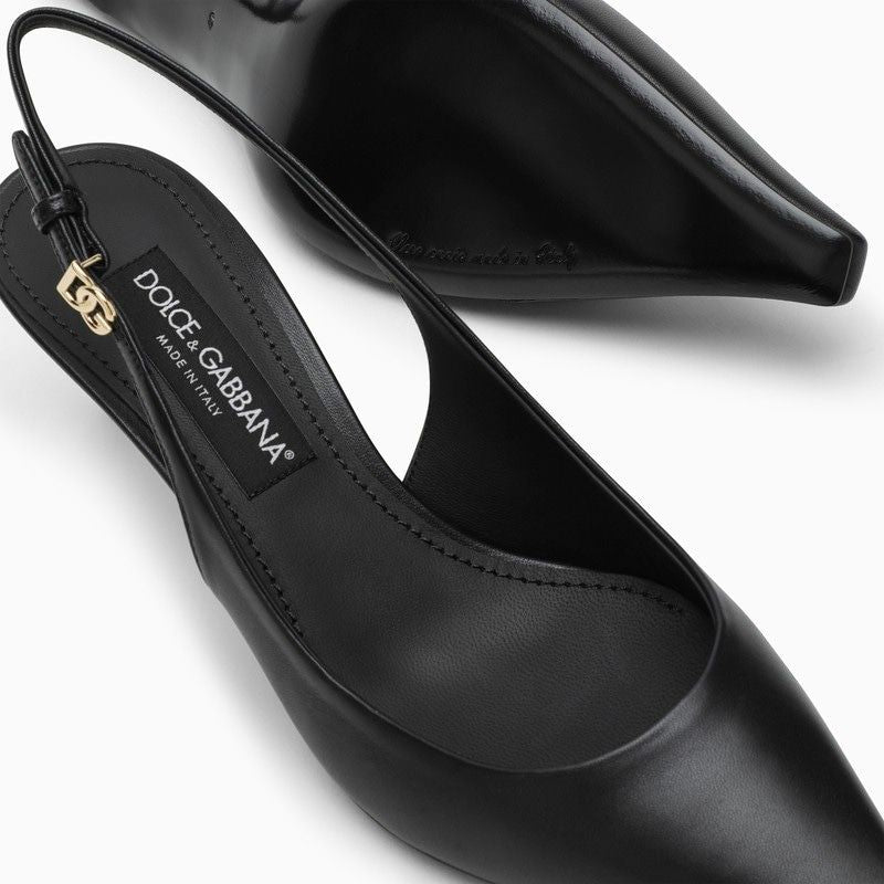 DOLCE & GABBANA Pointed Toe Slingback Pumps with Ankle Strap