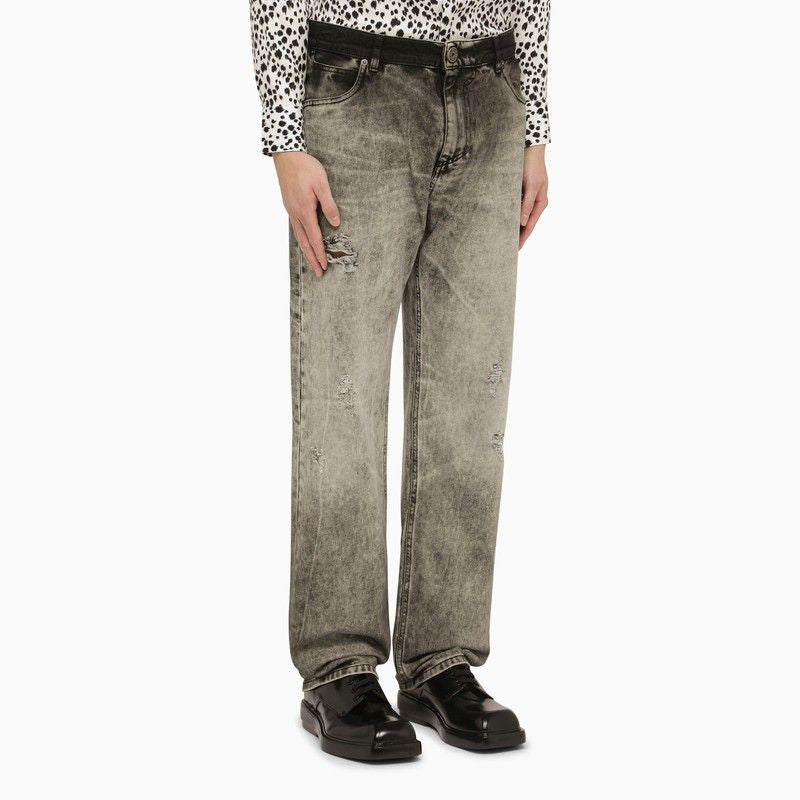 BALMAIN Men's Bleached Straight Denim Pants