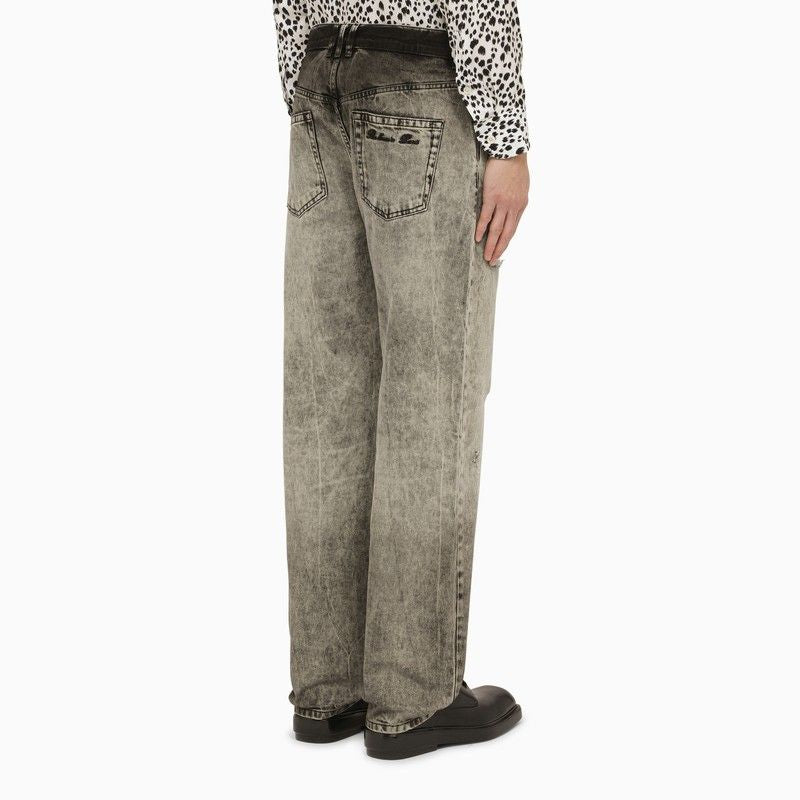 BALMAIN Men's Bleached Straight Denim Pants