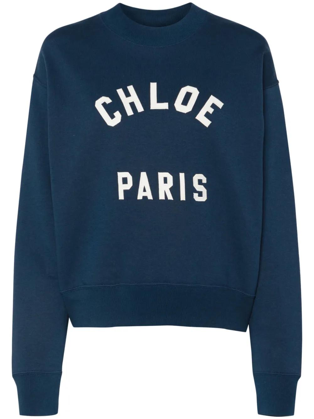 CHLOÉ Relaxed Fit Crew Neck Logo Sweatshirt - Size M