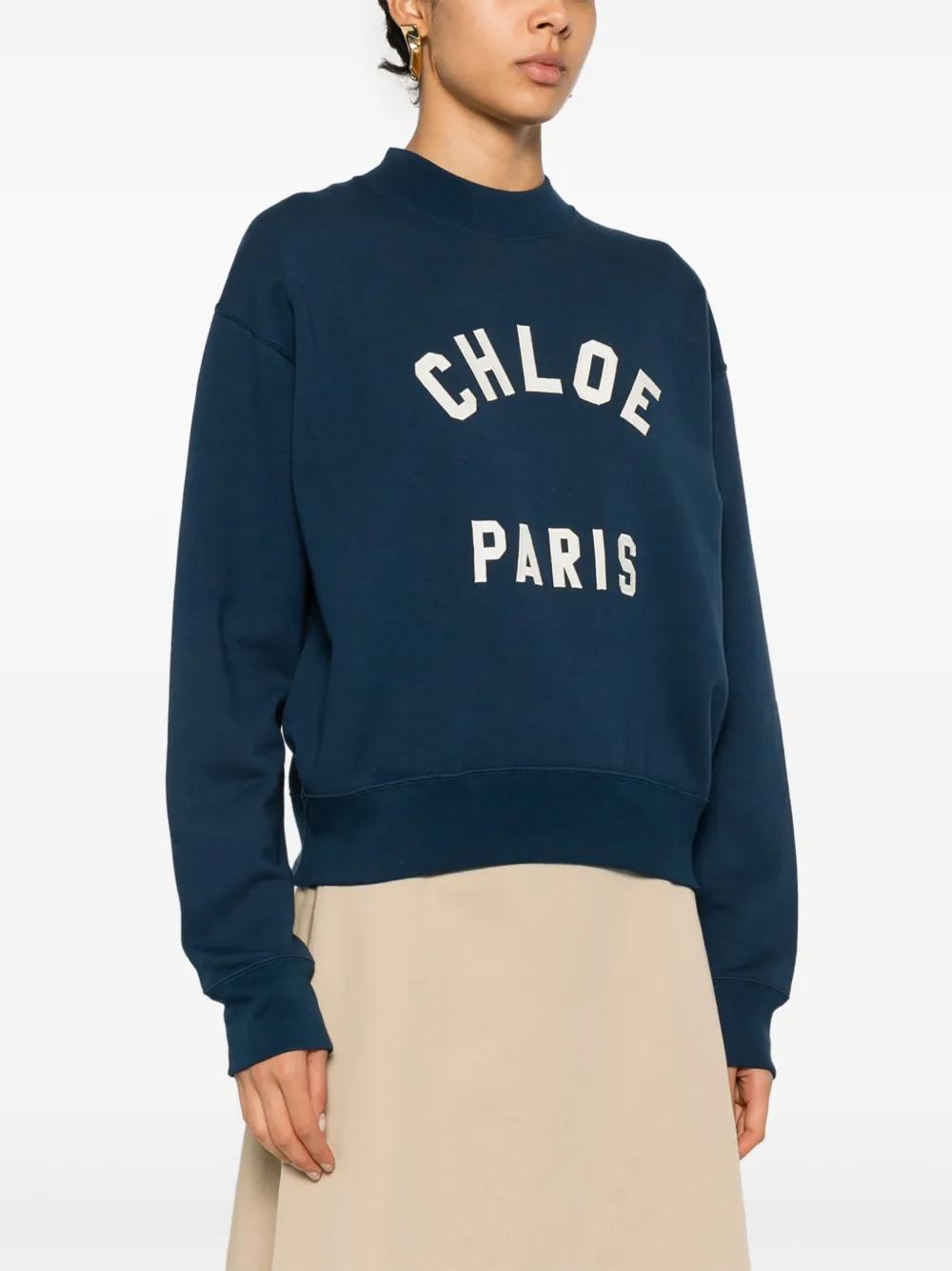 CHLOÉ Relaxed Fit Crew Neck Logo Sweatshirt - Size M