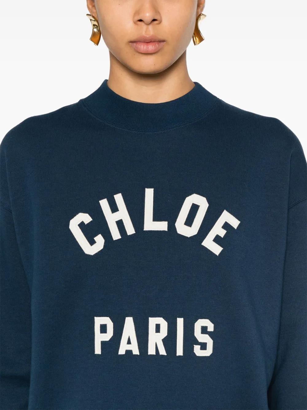 CHLOÉ Relaxed Fit Crew Neck Logo Sweatshirt - Size M