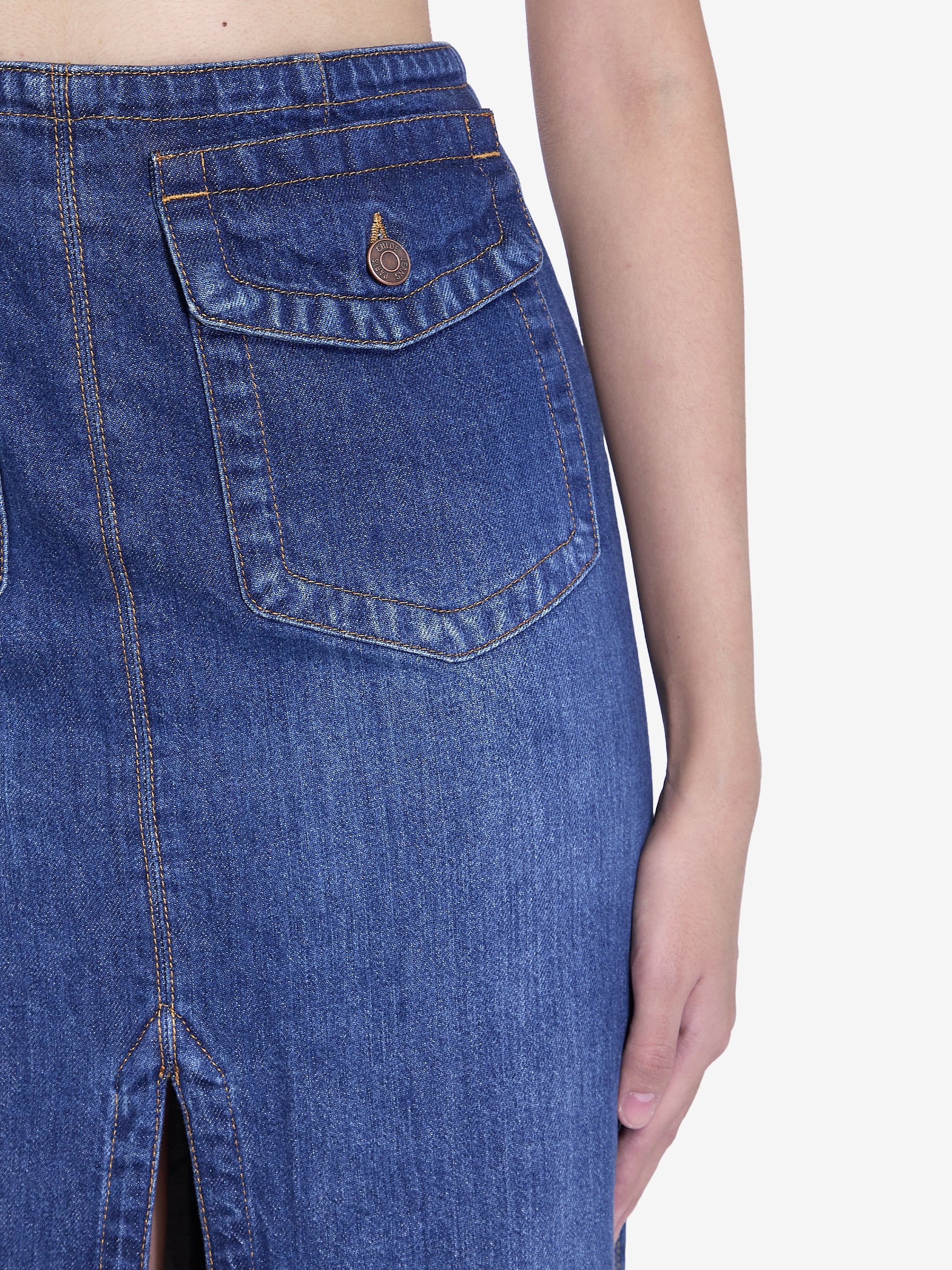 CHLOÉ MIDI SKIRT with Front Slit & Flap Pockets