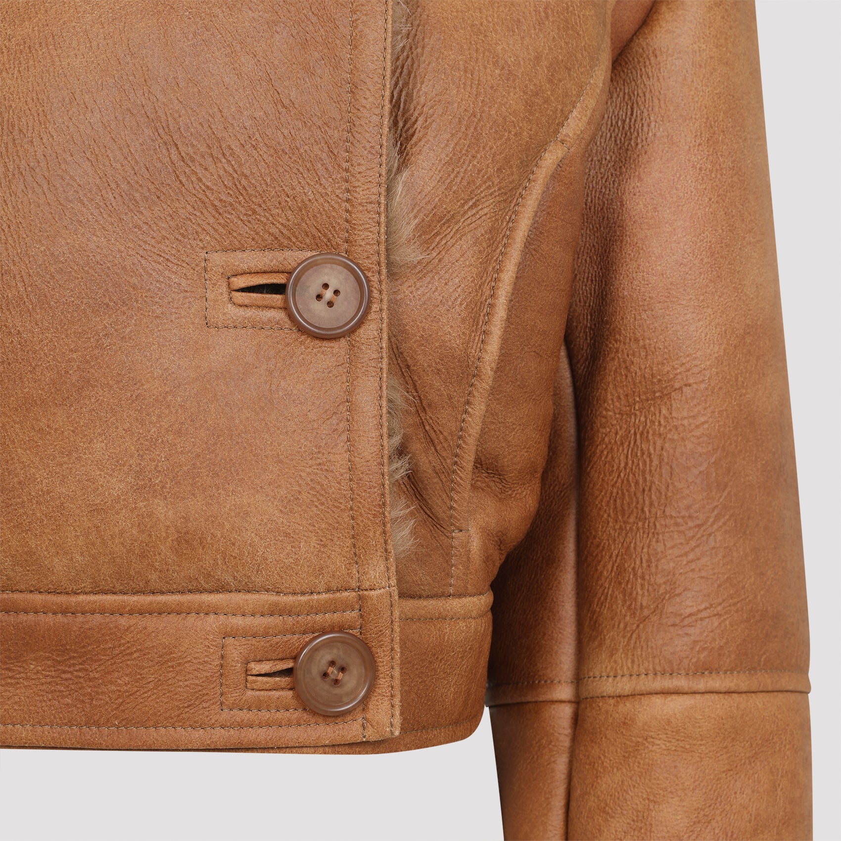 CHLOÉ Mini Cropped Boxy Shearling Jacket