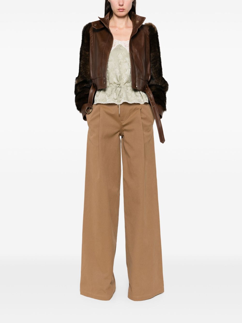 CHLOÉ Cropped Leather Fur Jacket for Women