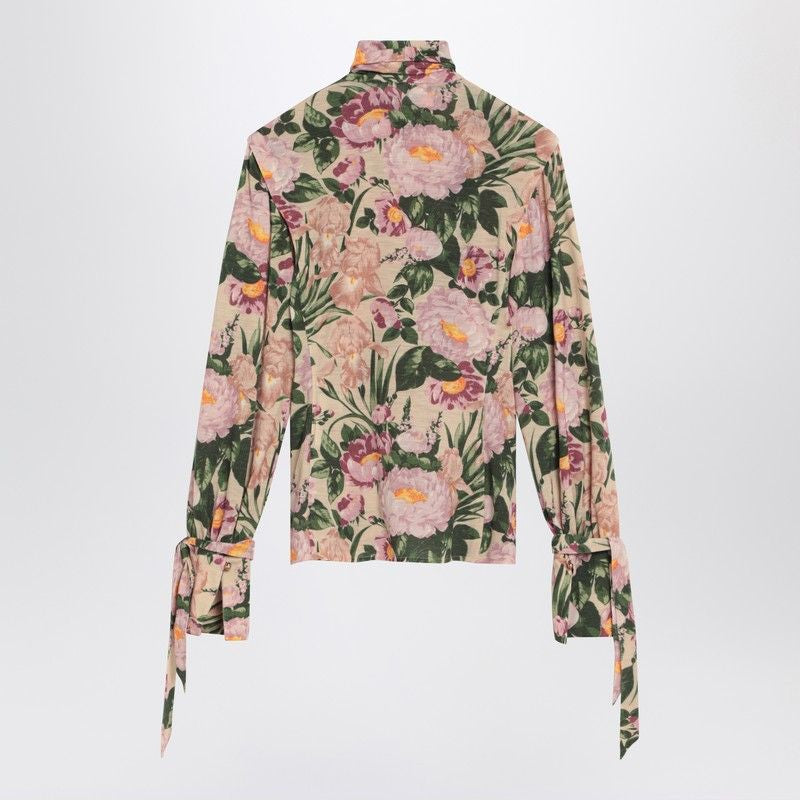 CHLOÉ Floral Print Turtleneck Wool Sweater for Women