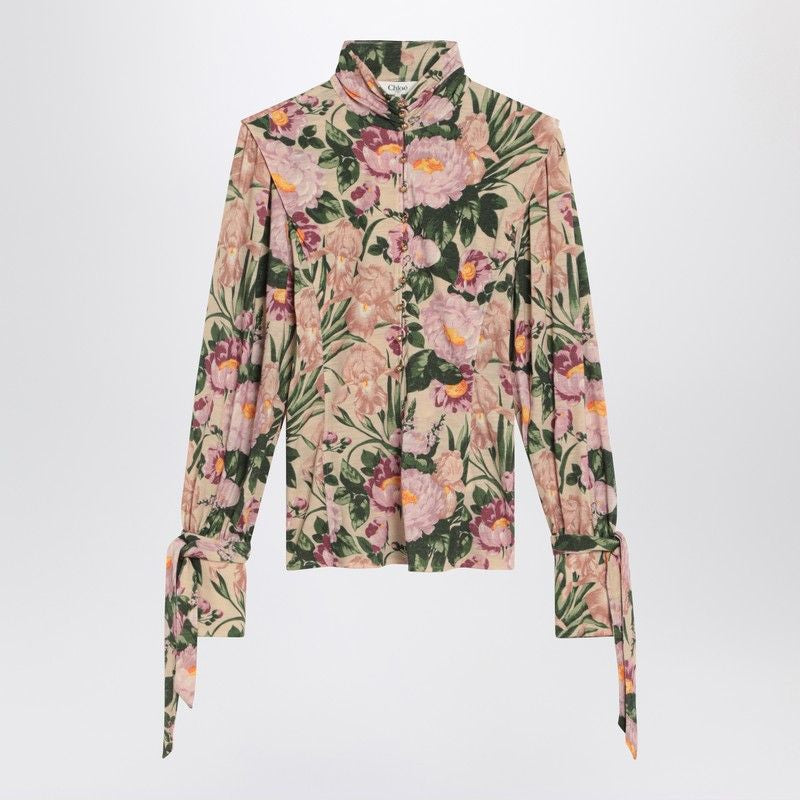 CHLOÉ Floral Print Turtleneck Wool Sweater for Women