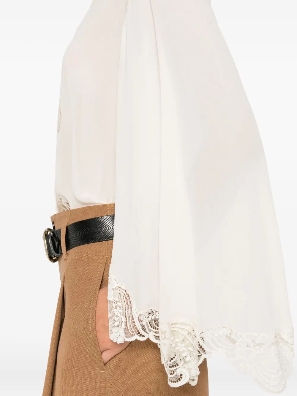 CHLOÉ Fluid Mini Blouse in Silk Georgette and Lace