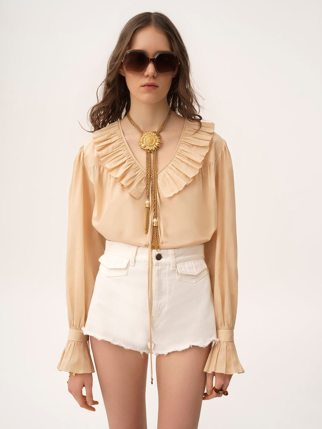 CHLOÉ Gathered Ruffle Mini Top