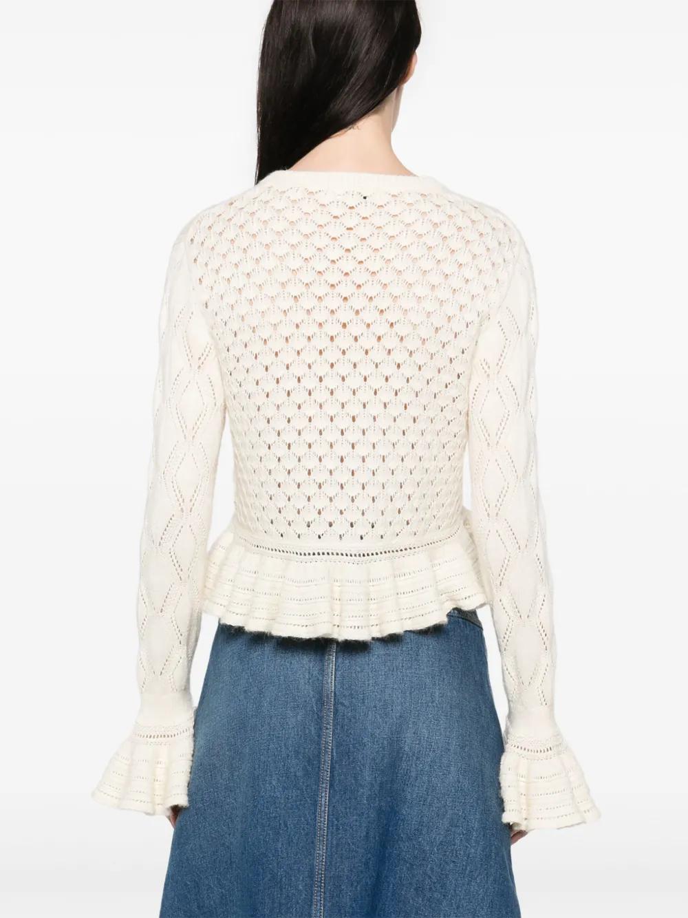 CHLOÉ Cotton Blend Cardigan with Ruffled Detailing