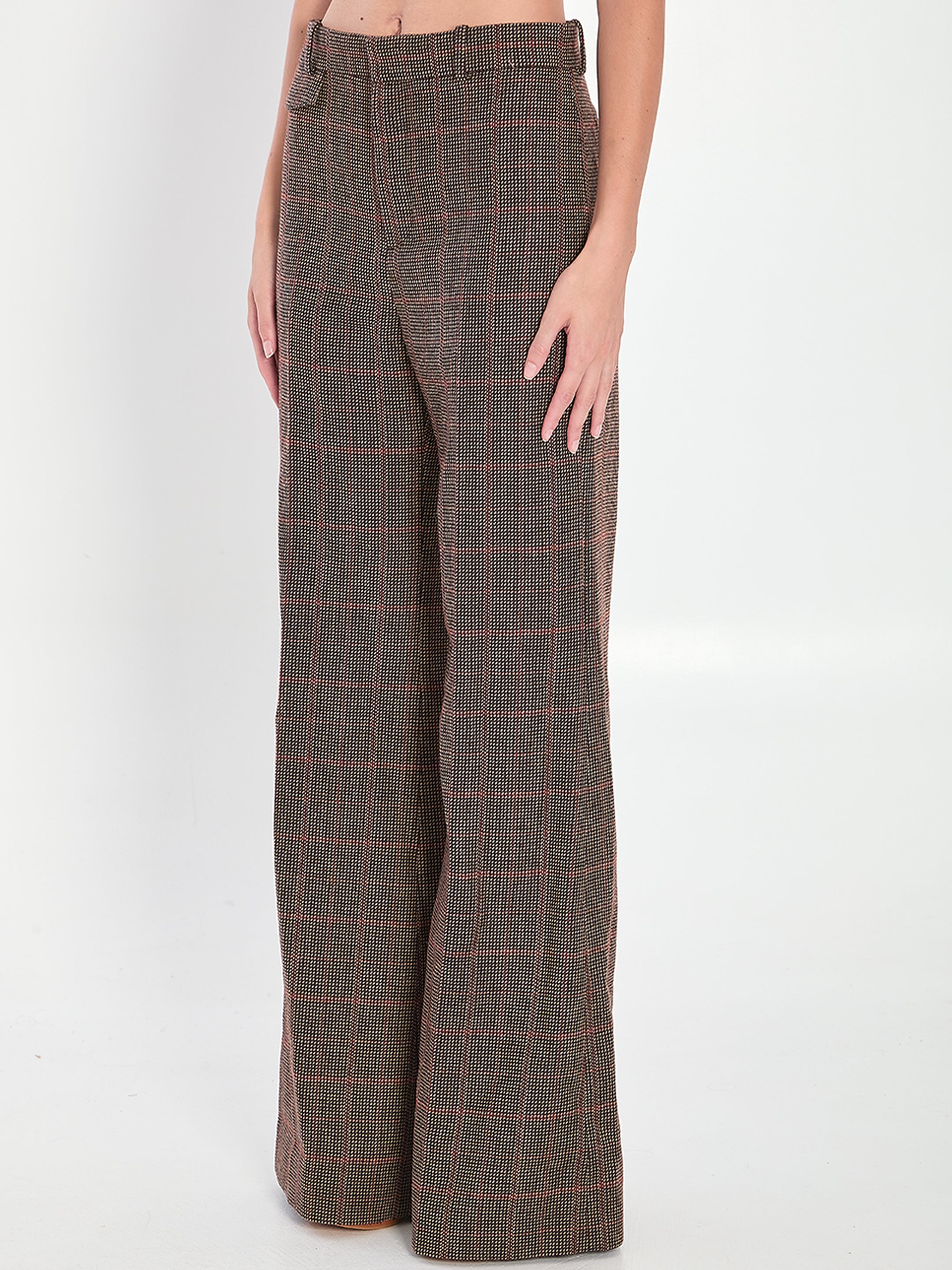 CHLOÉ Flared Trousers in Check Motif