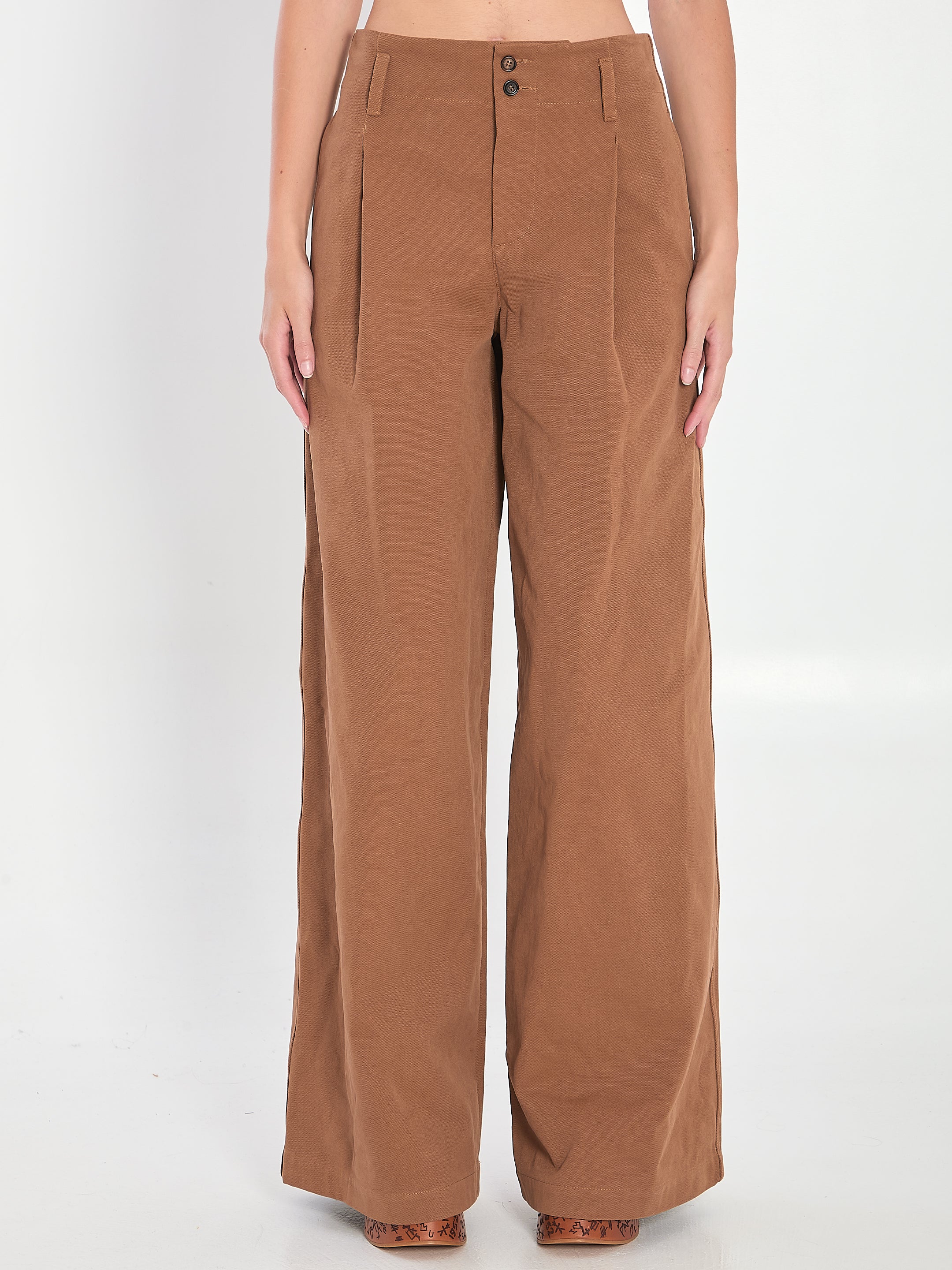 CHLOÉ Wide-Leg Cotton Pants for Women - FW25 Collection
