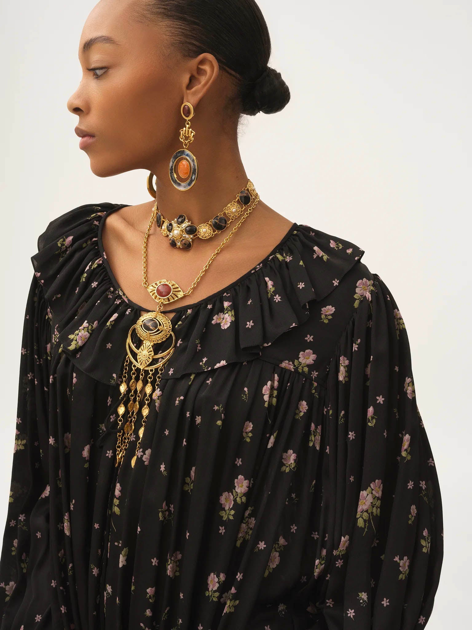 CHLOÉ Gathered Mini Dress with Ruffle Trims - Size 36