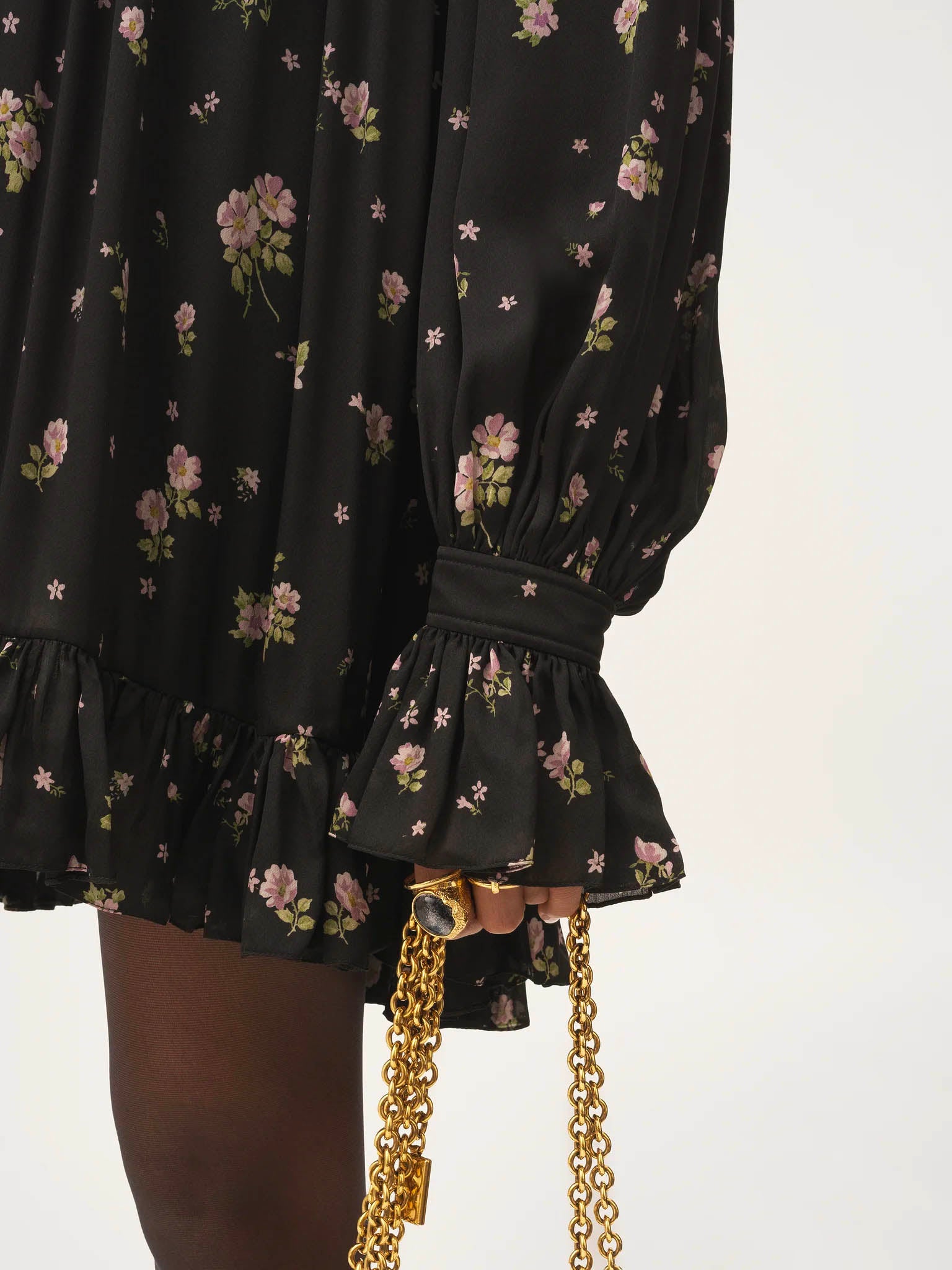 CHLOÉ Gathered Mini Dress with Ruffle Trims - Size 36