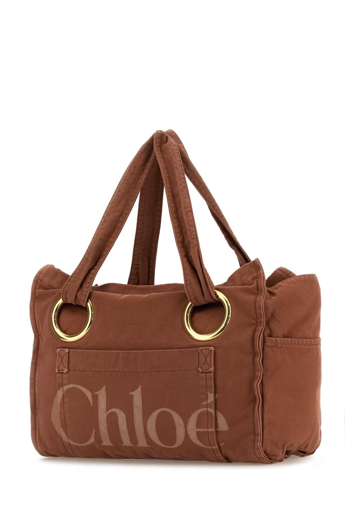 CHLOÉ Brick Canvas Shopping Handbag