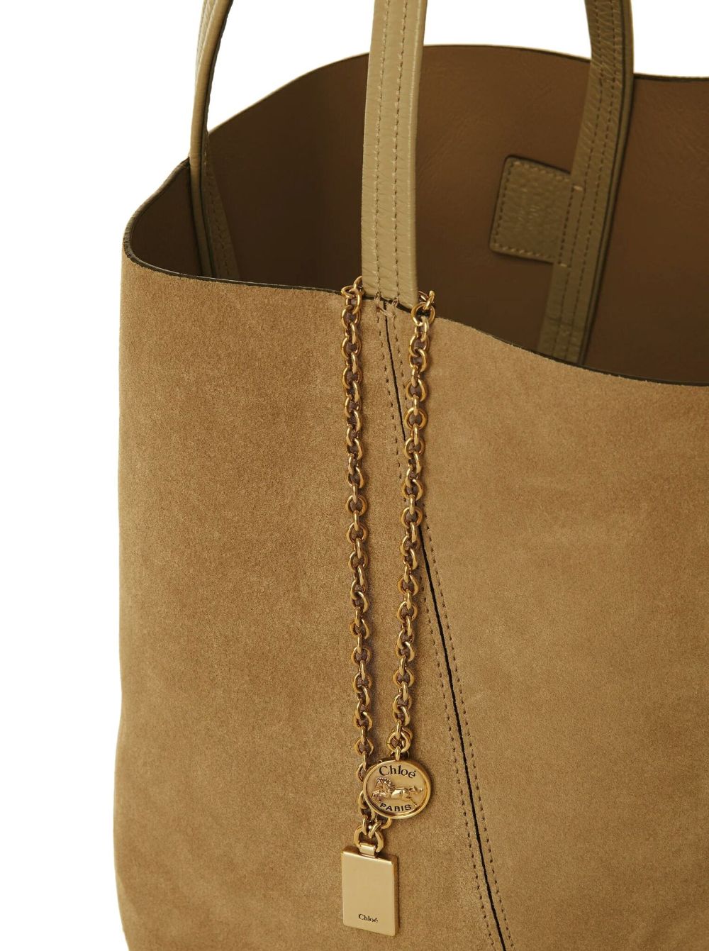 CHLOÉ Luxury Suede Handbag with Chain and Charm Detail