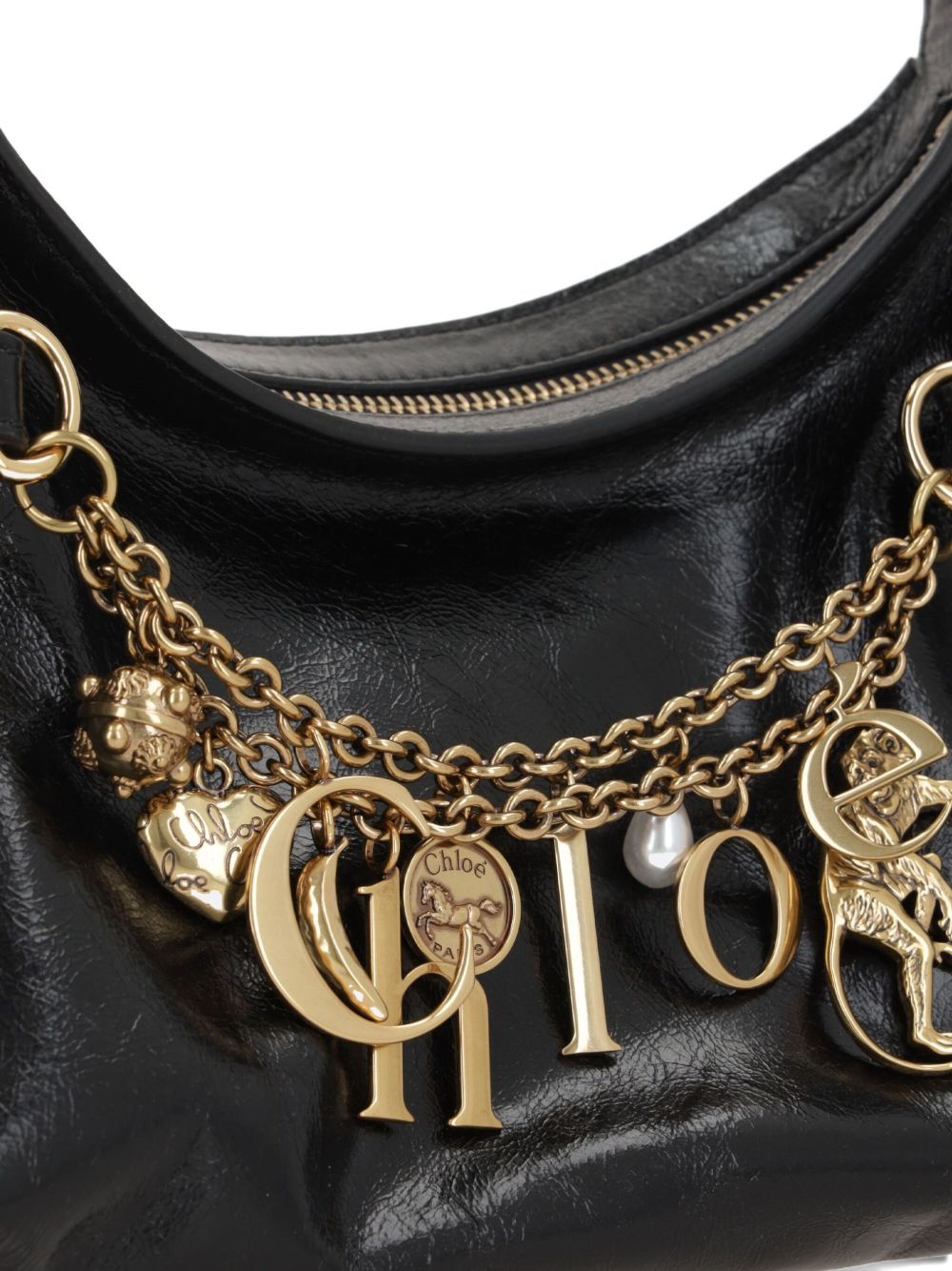 CHLOÉ Leather Handbag with Gold-Tone Details